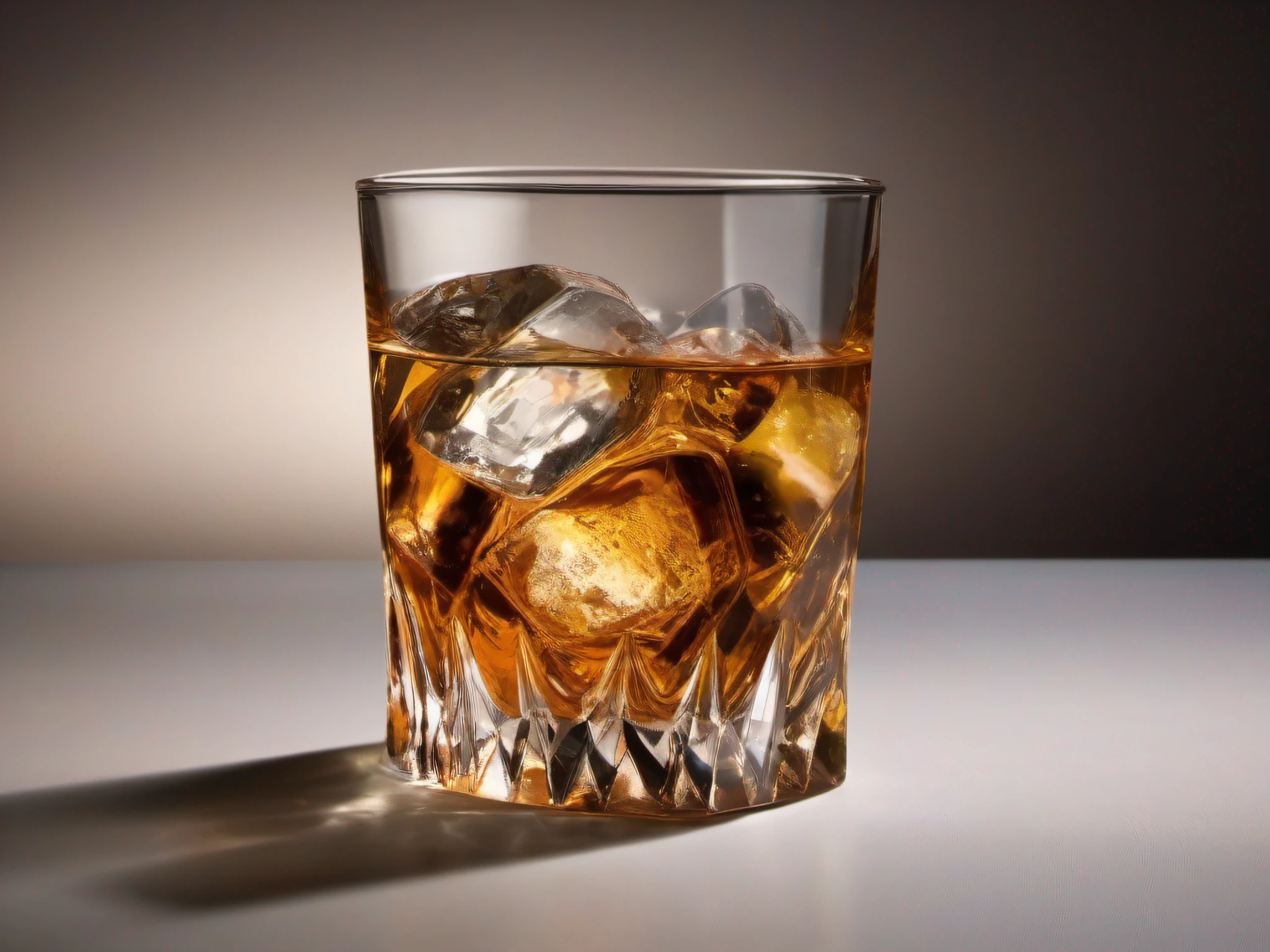 A glass of liquor on the rocks