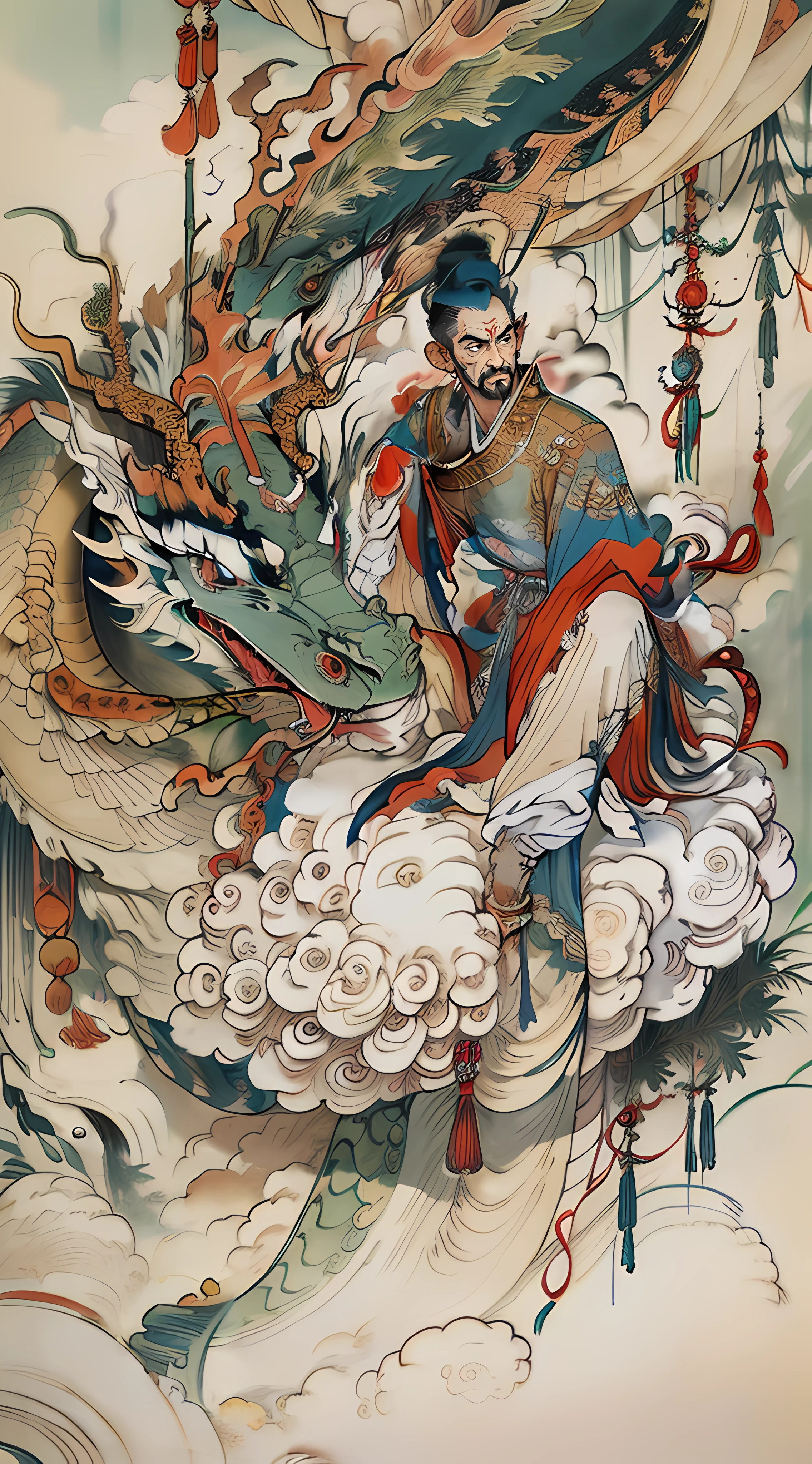 chinese paintings，A man's right hand is clenched into a fist，ink and watercolor painting，Incorporate the art style