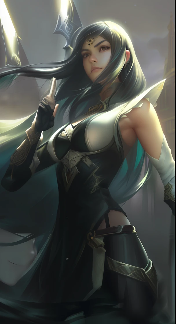 One with long hair,Woman with sword in hand, Extremely detailed Artgerm, Artgerm Plat, Style Artgerm, artgerm detailed, Artgerm style, art-style, Irelia, like artgerm, trending artgerm, as seen on artgerm, WLOP et Artgerm,4K