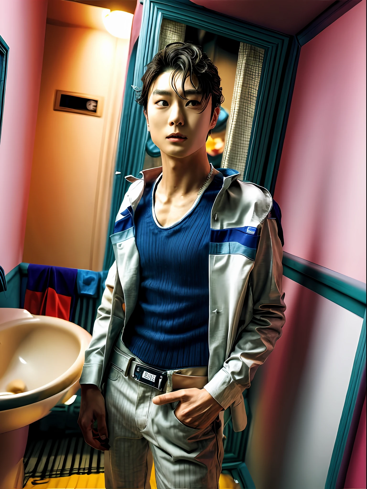 arafed man with a shirt on holding a baseball bat, for gq, naoki ikushima, genzoman, keisuke goto, vman magazine, tetsuya nomura, kousuke oono, kazuya takahashi, japanese model, yusuke nakano, naoya tanaka, inspired by Ueda Fumito
