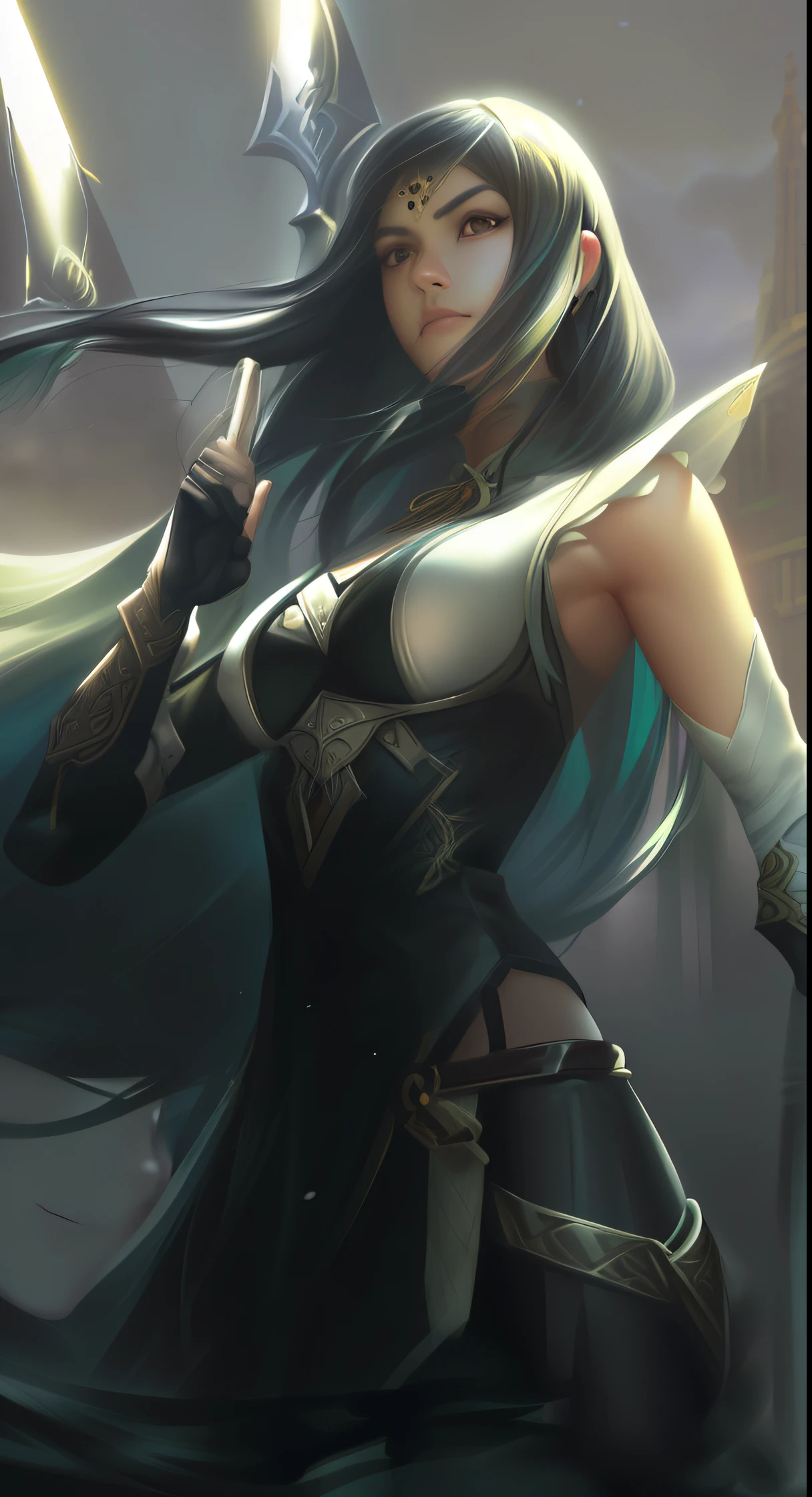 One with long hair,Woman with sword in hand, Extremely detailed Artgerm, Artgerm Plat, Style Artgerm, artgerm detailed, Artgerm style, art-style, Irelia, like artgerm, trending artgerm, as seen on artgerm, WLOP et Artgerm,4K