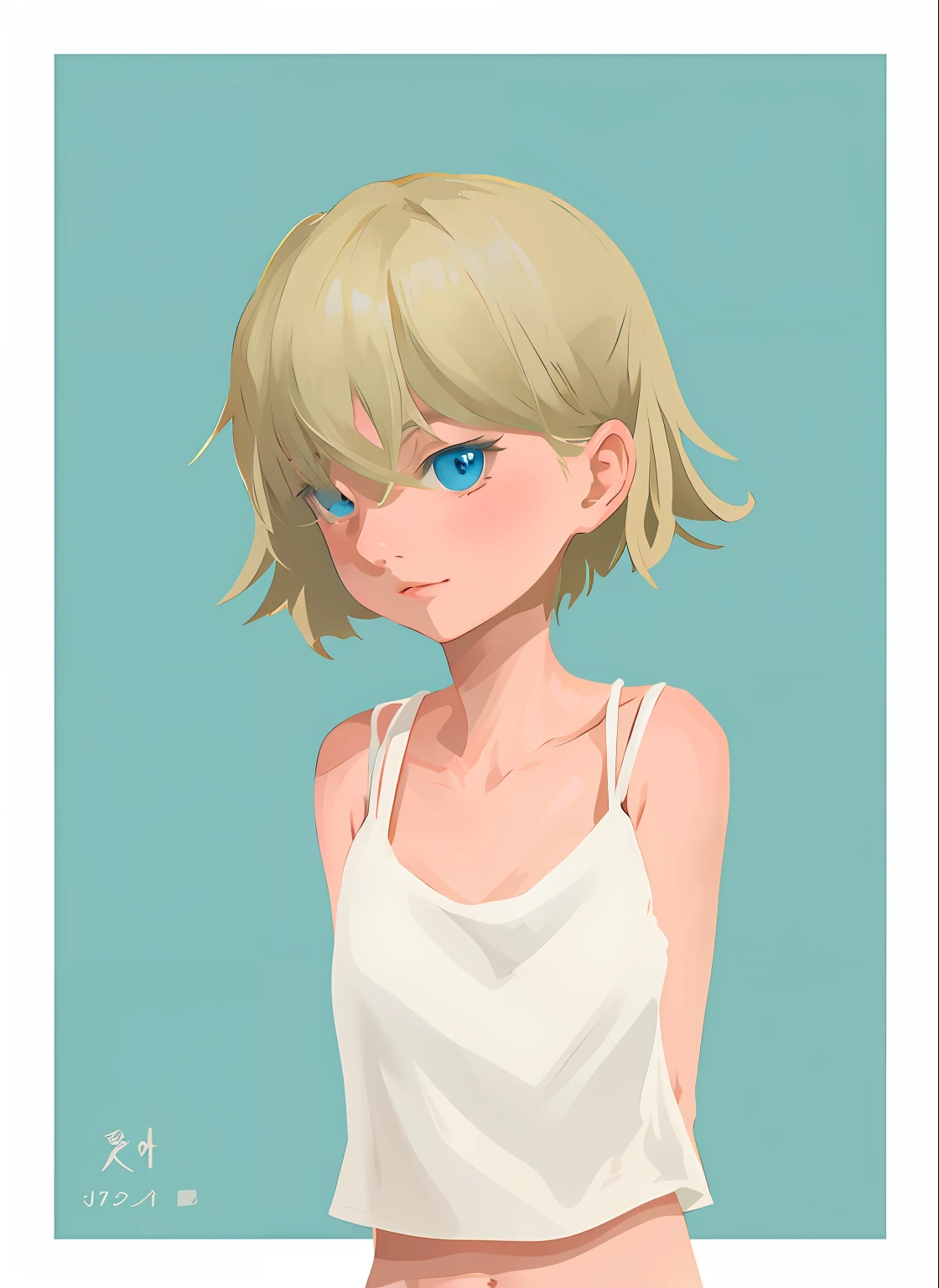 Anime girl with blonde hair and blue eyes in a white vest, flat anime style shading, Anime style portrait, made with anime painter studio, drawn in anime painter studio, anime style character, semirealistic anime style, clean and meticulous anime style, in an anime style, Soft anime illustration, portrait of cute anime girl, anime portrait, Anime style illustration, Anime Stylization