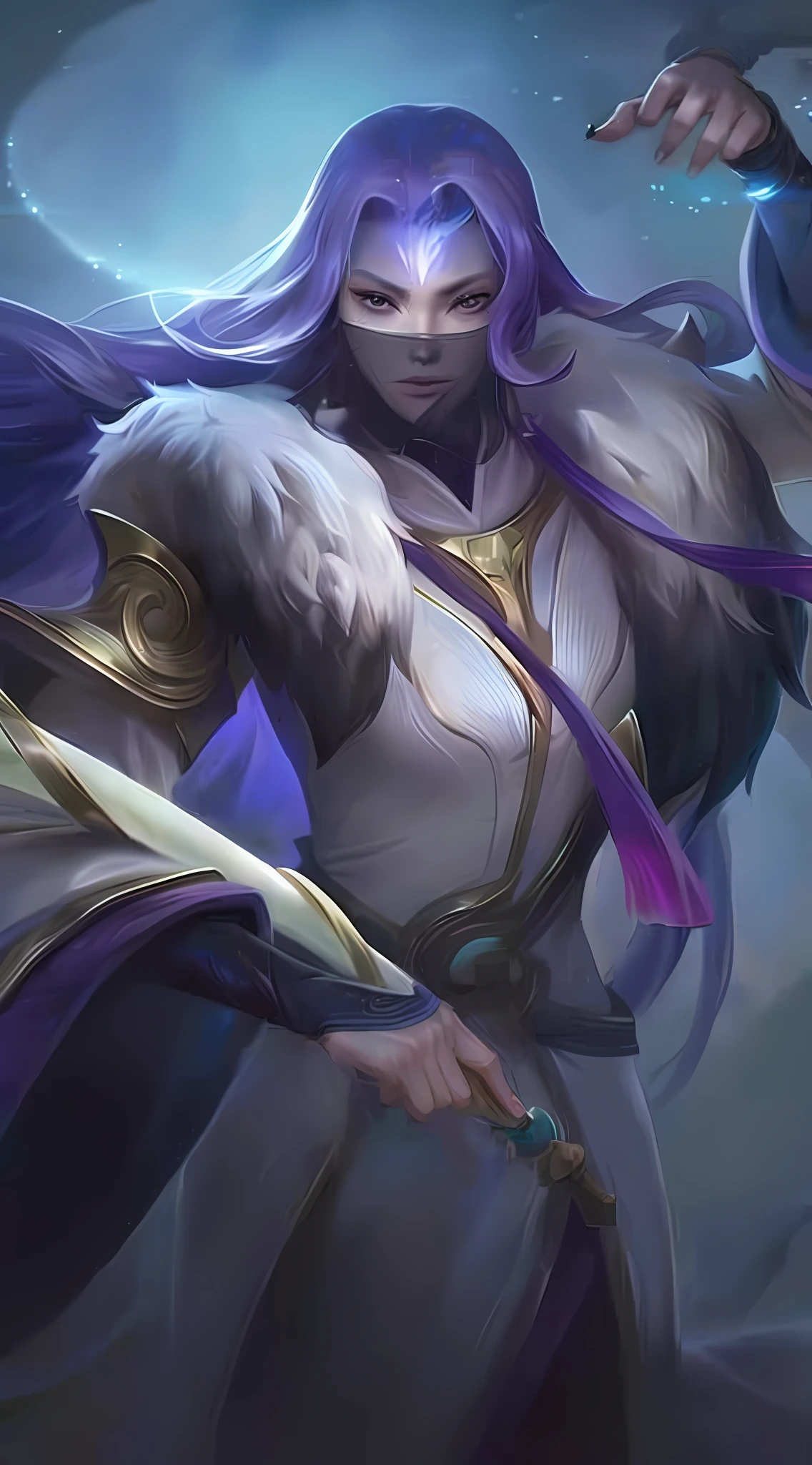 ((Best Quality, 4K, Masterpiece: 1.3)), (Detailed: 1.4), Reality, 1girl, a close up of a woman with a sword in her hand, extremely detailed artgerm, artgerm detailed, artgerm. high detail, artgerm lau, style artgerm, style of artgerm, range murata and artgerm, Big Breast, Huge Breast, A woman with purple hair and long hair, 4K, HD, Ultra Realistic, extremely detailed