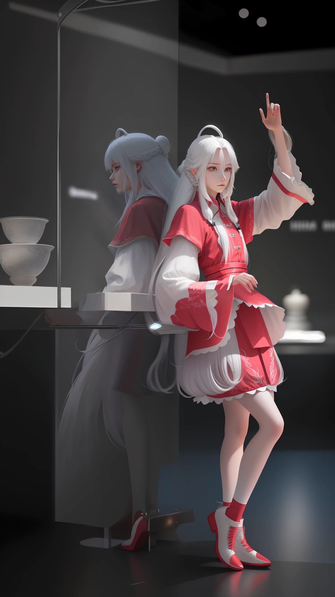 8k,long white hair,