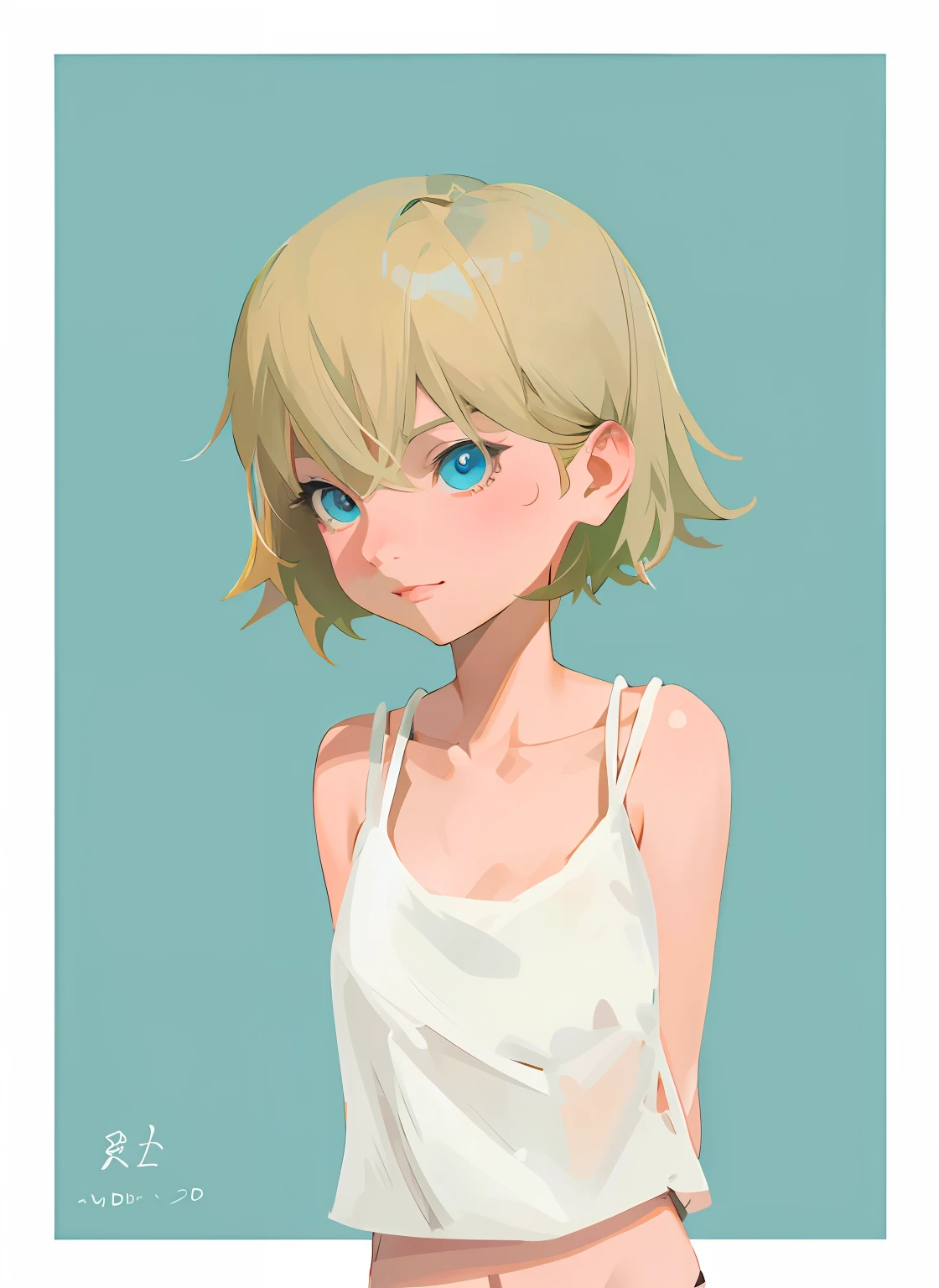 Anime girl with blonde hair and blue eyes in a white vest, flat anime style shading, Anime style portrait, made with anime painter studio, drawn in anime painter studio, anime style character, semirealistic anime style, clean and meticulous anime style, in an anime style, Soft anime illustration, portrait of cute anime girl, anime portrait, Anime style illustration, Anime Stylization