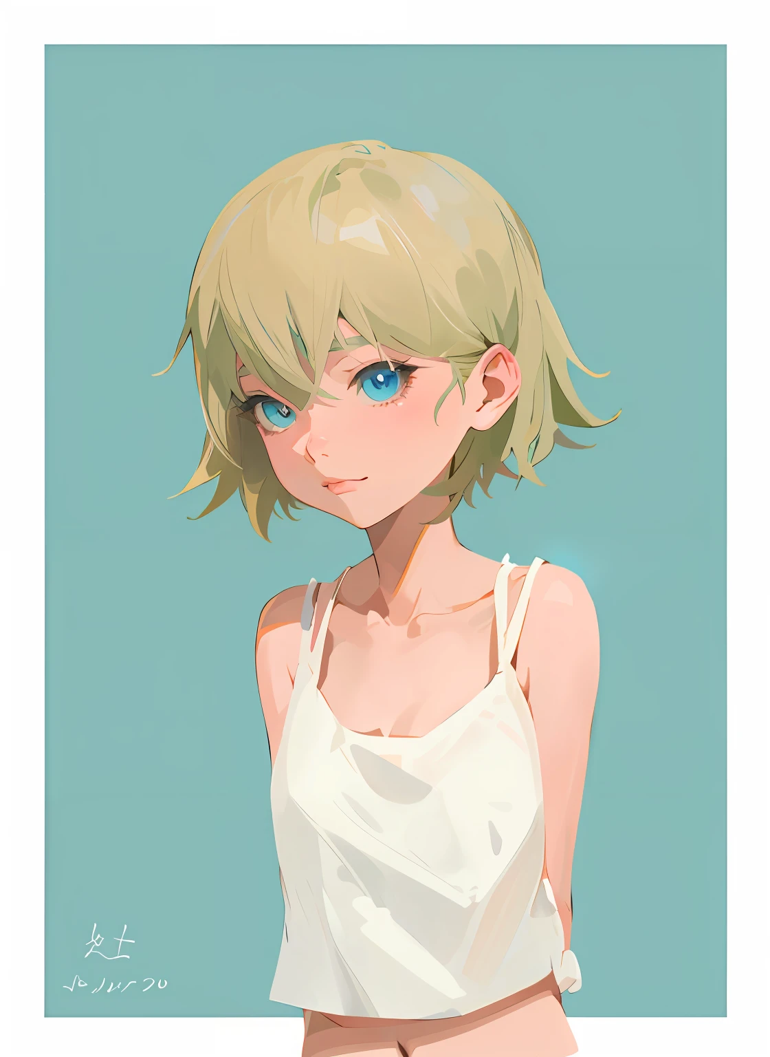Anime girl with blonde hair and blue eyes in a white vest, flat anime style shading, Anime style portrait, made with anime painter studio, drawn in anime painter studio, anime style character, semirealistic anime style, clean and meticulous anime style, in an anime style, Soft anime illustration, portrait of cute anime girl, anime portrait, Anime style illustration, Anime Stylization
