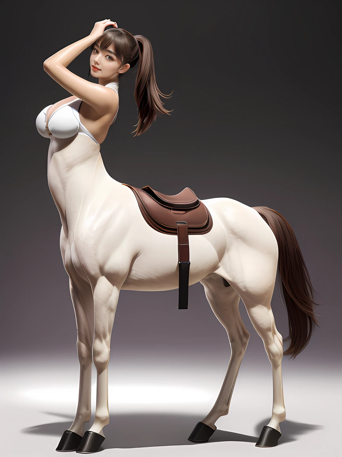 Centaur in a three-point bikini，Raised sexy，Black bra exposes hemispheres