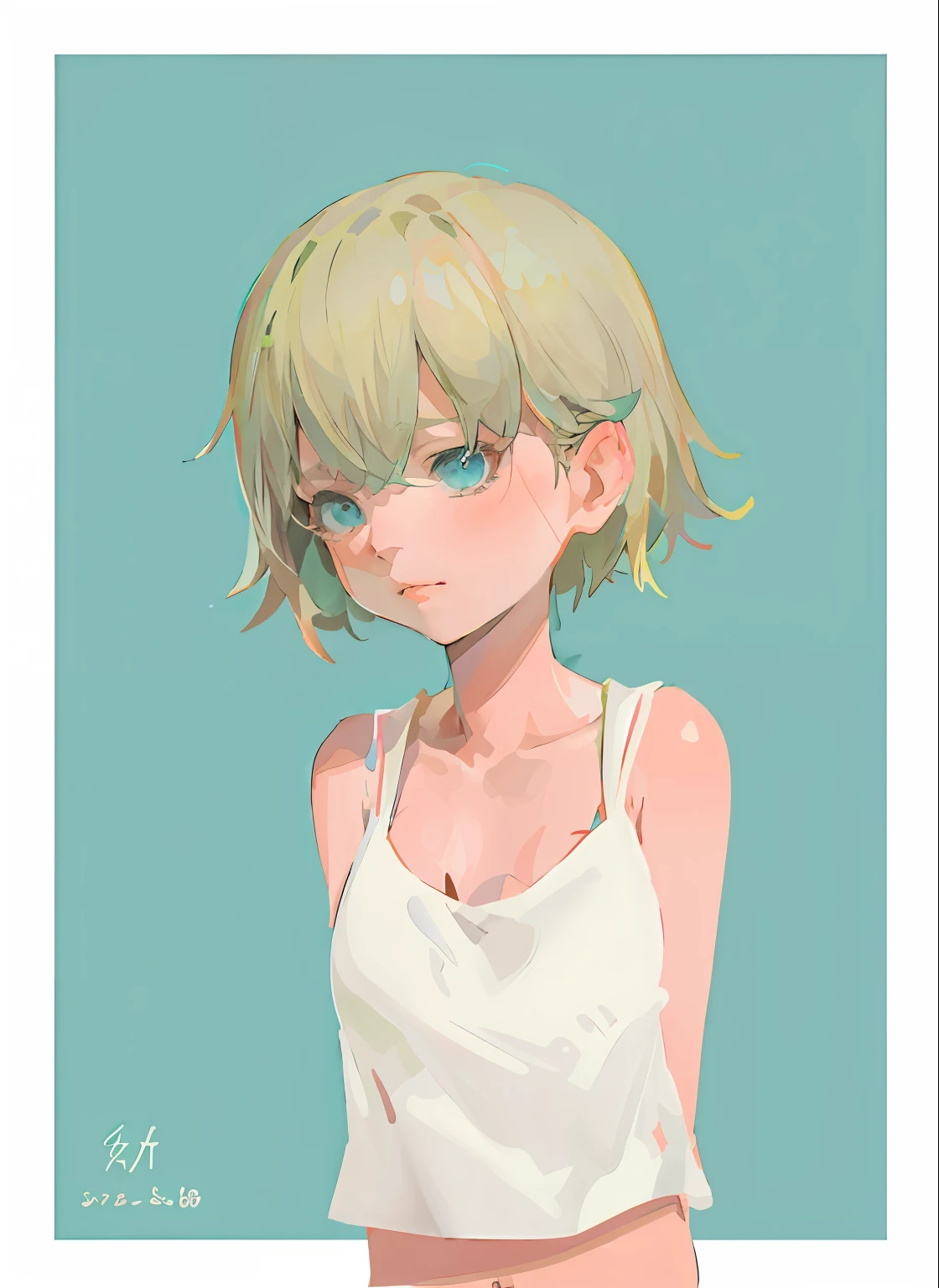 Anime girl with blonde hair and blue eyes in a white vest, flat anime style shading, Anime style portrait, made with anime painter studio, drawn in anime painter studio, anime style character, semirealistic anime style, clean and meticulous anime style, in an anime style, Soft anime illustration, portrait of cute anime girl, anime portrait, Anime style illustration, Anime Stylization