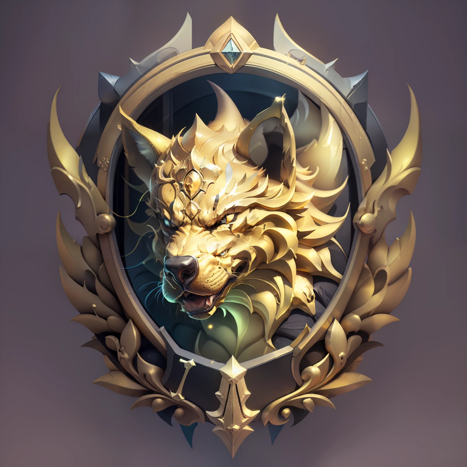 Simple coat of arms and golden wolf for security company, parte interna lisa