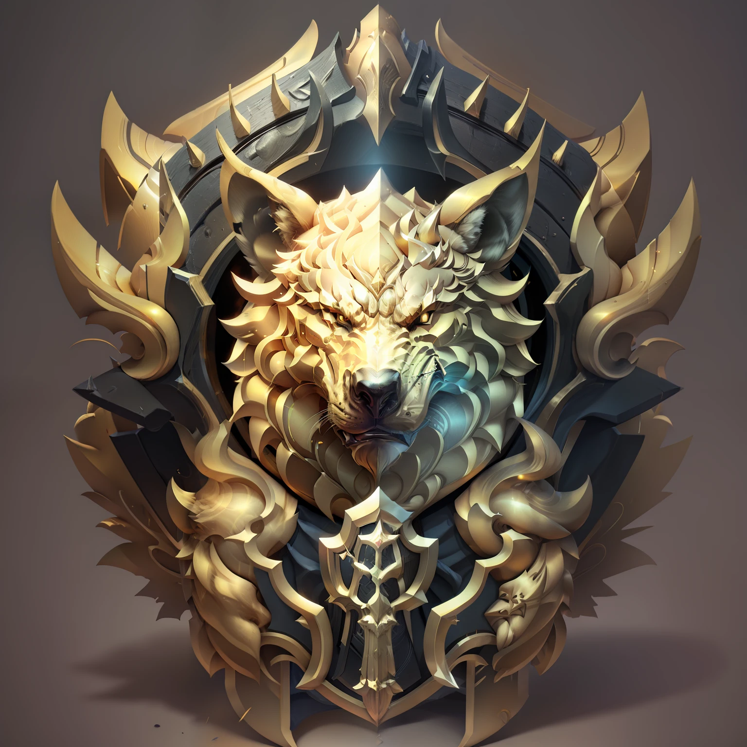 Simple coat of arms and golden wolf for security company, parte interna lisa