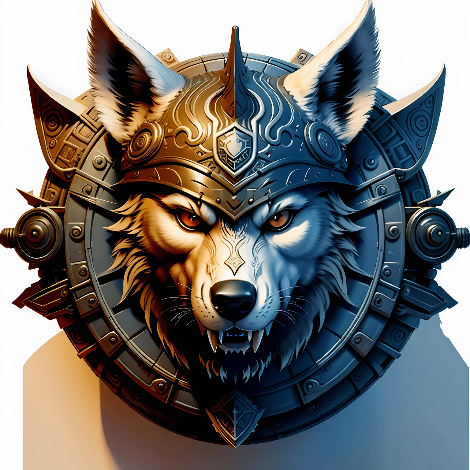 A wolf of a shield with lobes in front of a white background