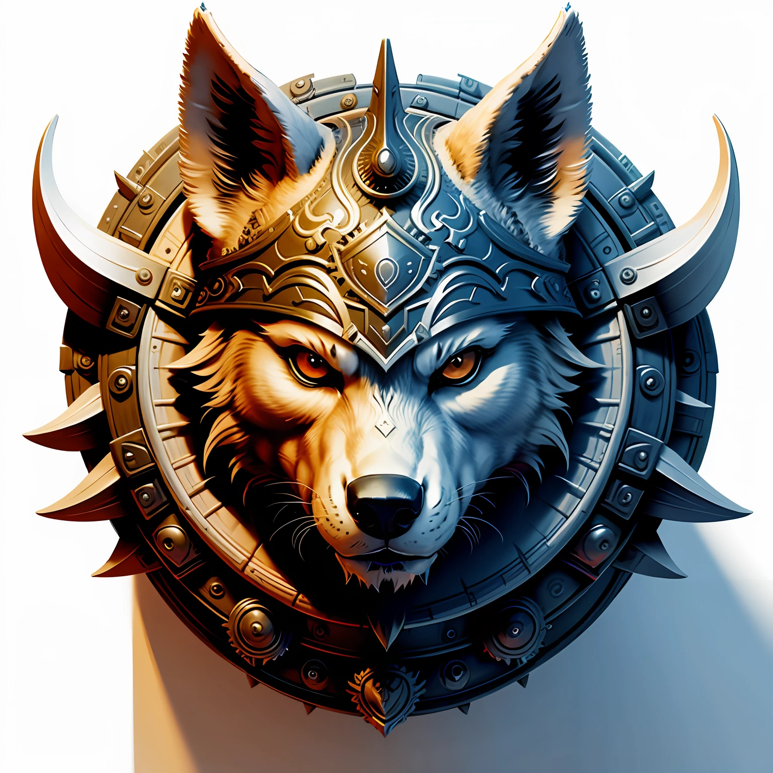 A wolf of a shield with lobes in front of a white background