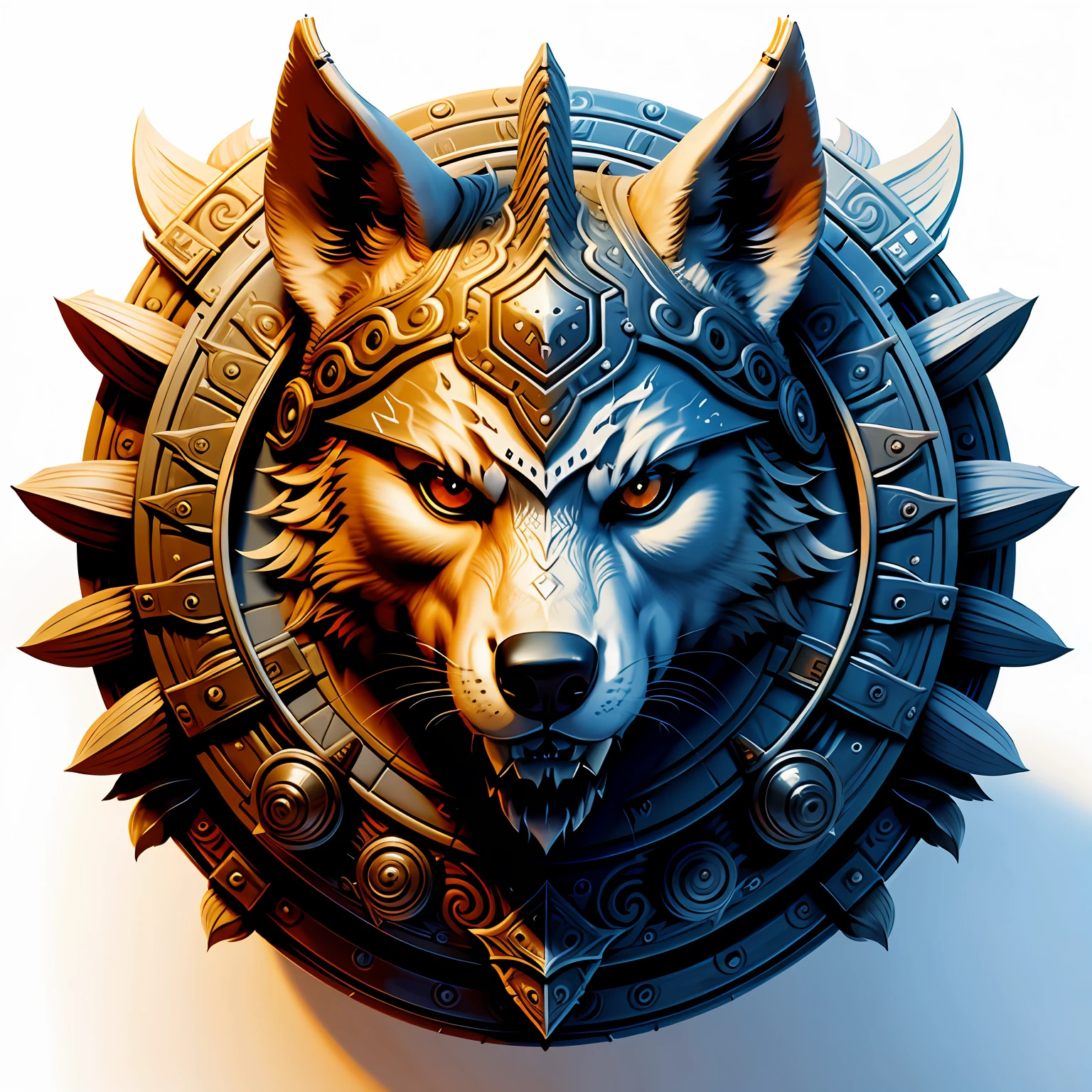 A wolf of a shield with lobes in front of a white background