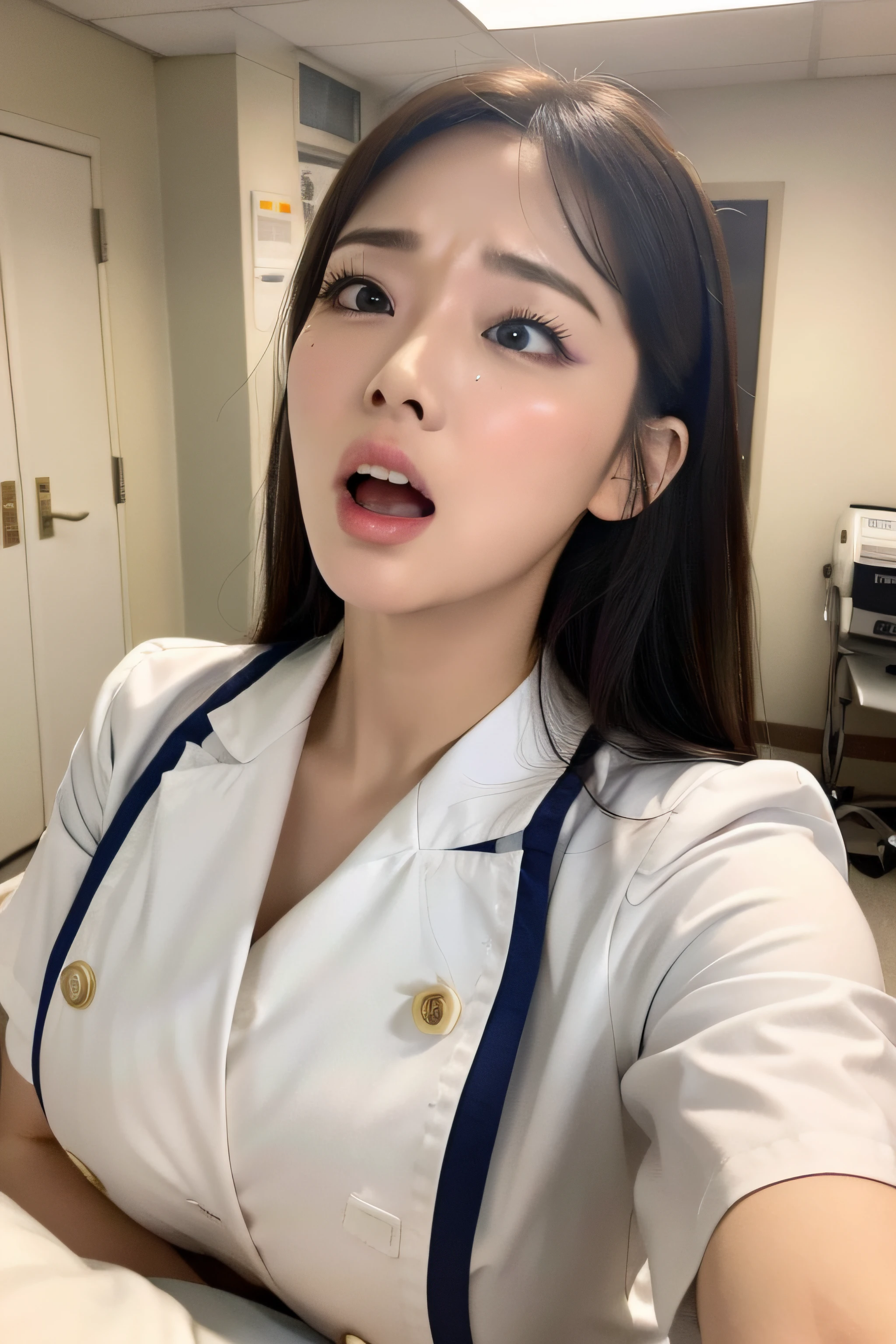 In a hospital，Pure white nurse's uniform，cross-eye，huge tit，staredown，weeping ，Very excited，Suffocating，Can't breathe，climaxing，climaxing，It's almost gone，To go，scowling，Blushlush，Trembling，Can't hold back，Charley horse，uncomfortable