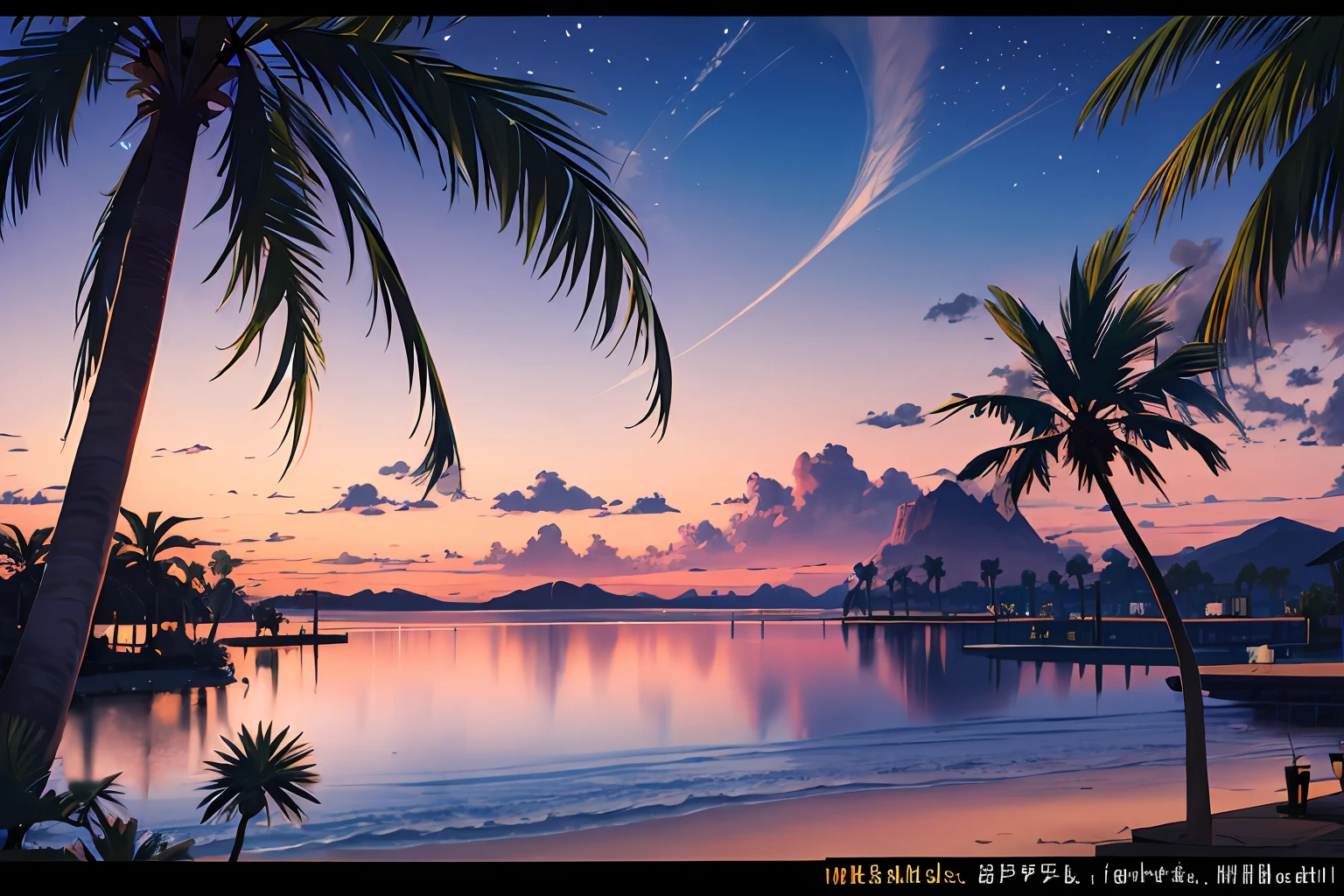 nature, outdoor, human-free, lake, palm tree, cloud, insect, butterfly, night, water, sun, sky, tropical, sunset, tree, landscape