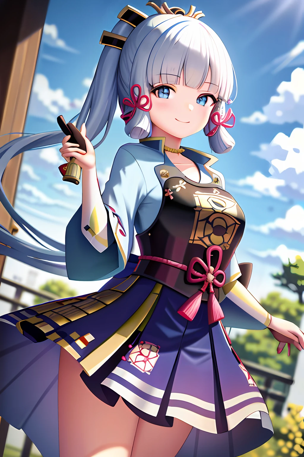 masterpiece, highres, best quality, 1girl solo, kamisato_ayaka, smile, kimono