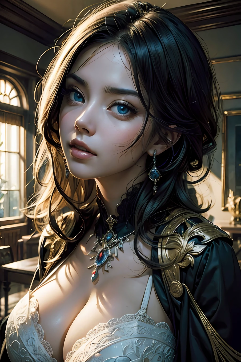 professinal, best qualtiy, tmasterpiece), (realisticlying,realisticlying), Hyper-detailing, (Portrait) huge tit,Ultra-fine face, A detailed eye, 二重まぶた,tmasterpiece,Raised sexy