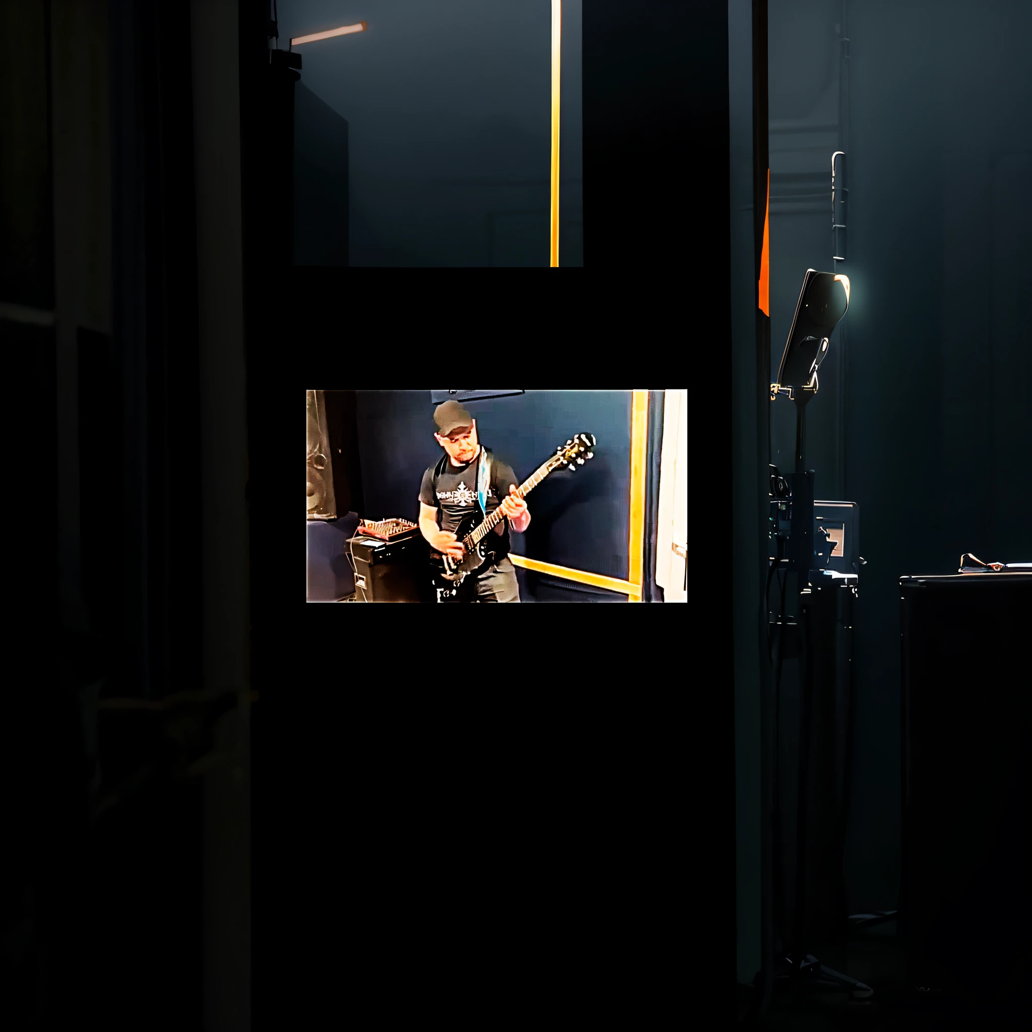 There is a person in the room, who plays the guitar, youtube video screenshot, guitar solo, Playing the guitar Gibson Les Paul, swinging, Playing the guitar on stage, Playing the electric guitar, lead guitar, 2 0 1 5 live music video, Holding electric guitars in his hands, full scene shot, Dan DeCarlo's Style, With the Axe of Leviathan, Holding an electric guitar in his hands, PV, It is applied to the tone