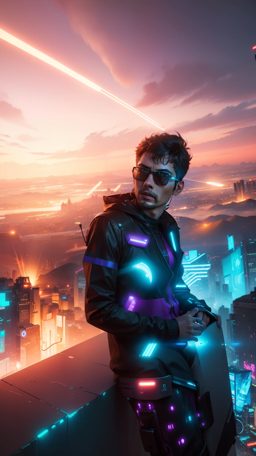 Realistic face, background change, nem light, cyberpunk, 8k