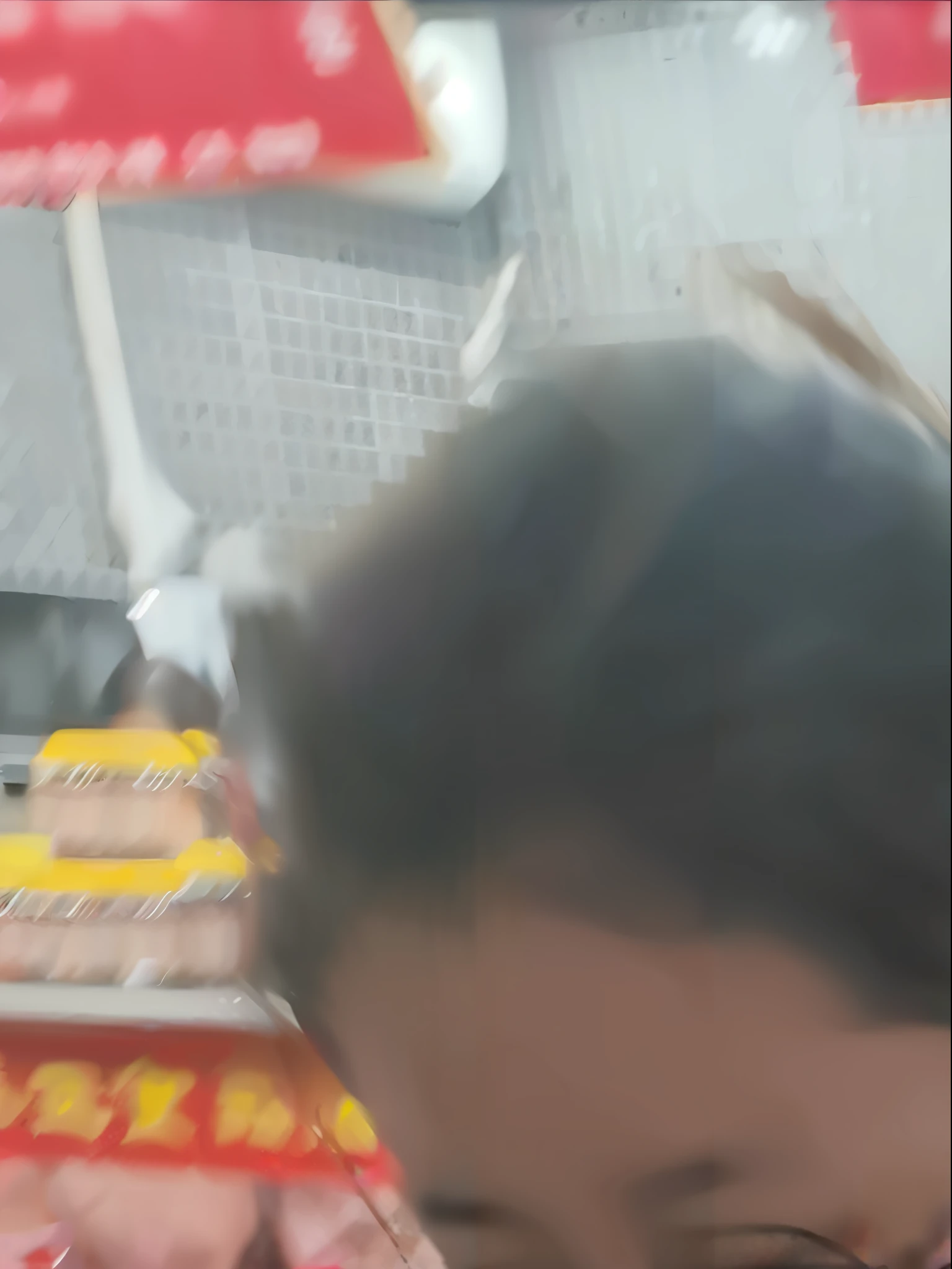 There is a woman standing on the sidewalk eating a sandwich, in front of ramen shop, random artist, non blurry, having a snack, candid shot, like jiufen, low quality photo, Slightly blurry, photograph taken in 2 0 2 0, bbwchan, Photo ( far _ Shot ), very very low quality picture, In the evening, candid photo of