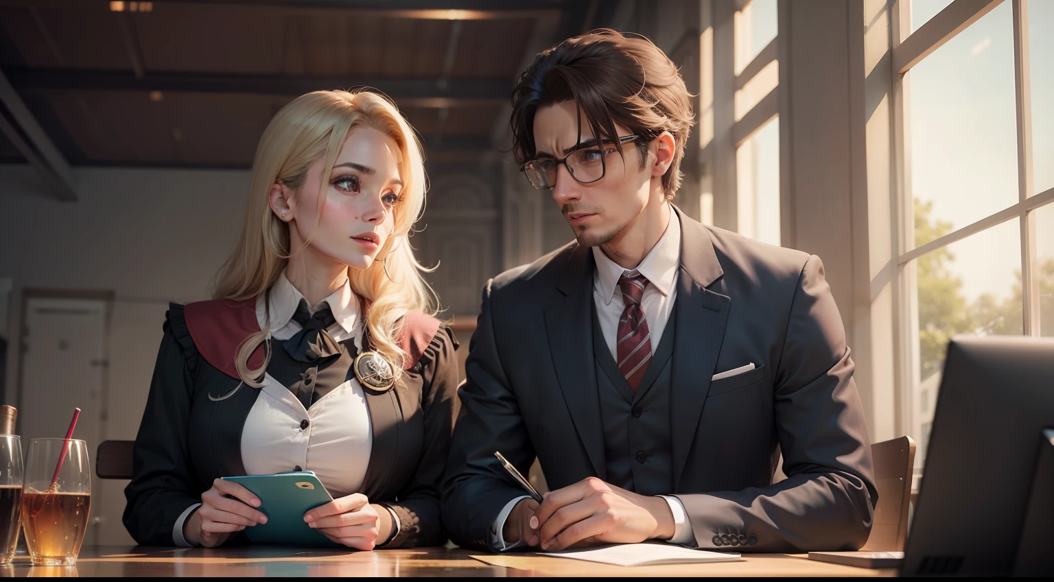 A male and a female professor, looking at the audience.
