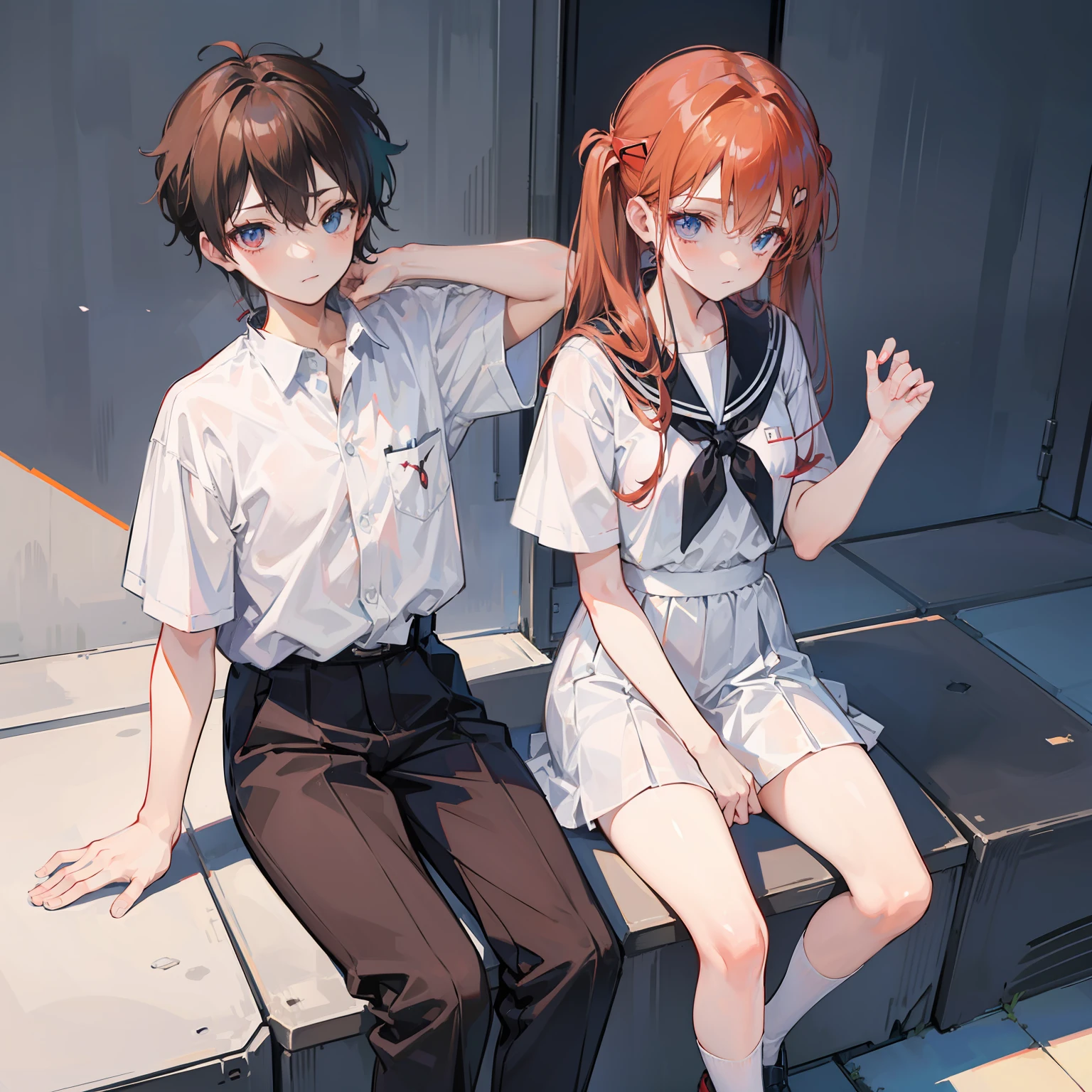 Characteristic hairstyle of Asuka langley、twintails hairstyle、Wear the red neurotransmitter device from Evangelion on your head