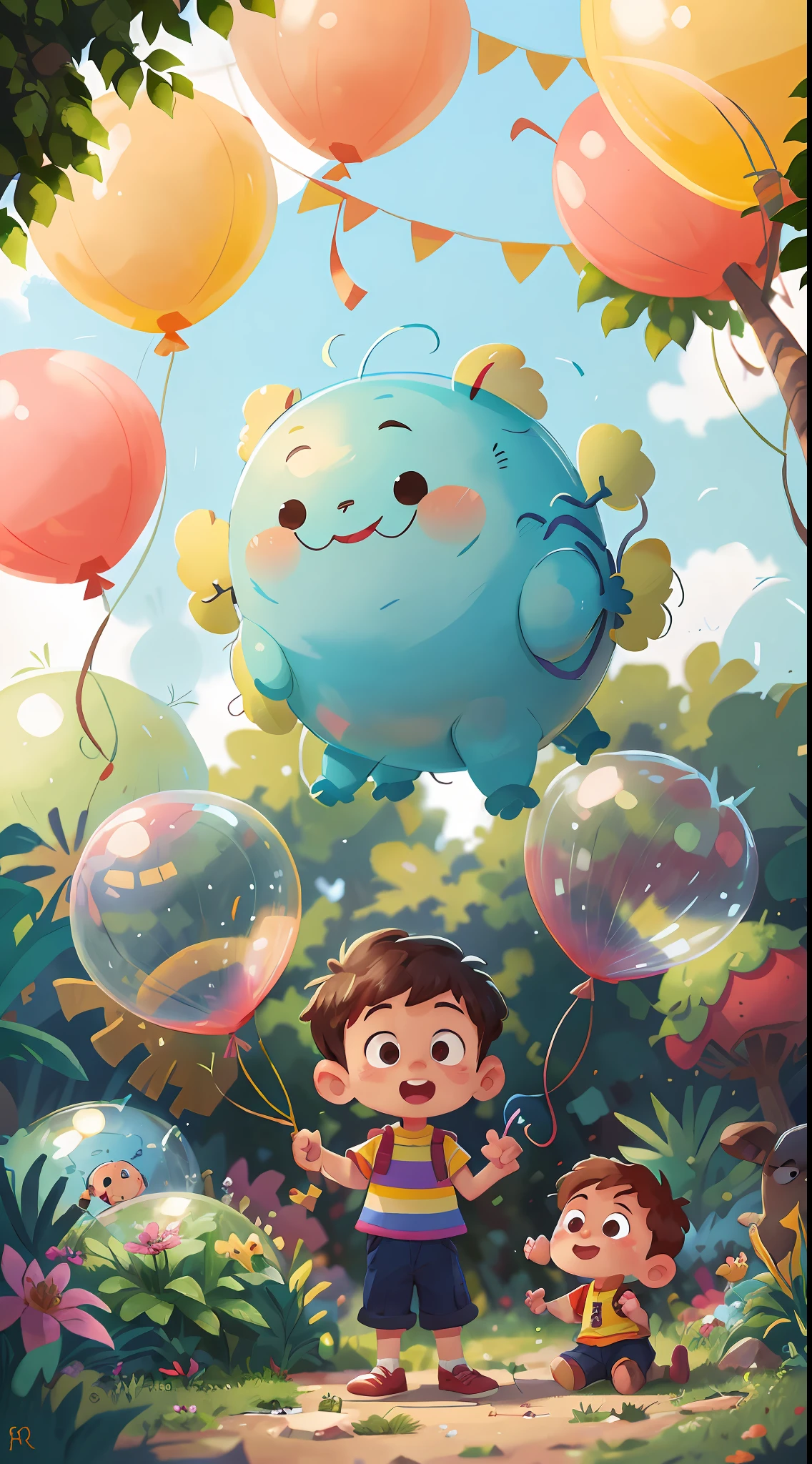 A boy, zoo, many balloons, happy, happy, perfect quality, clear focus (clutter - home: 0.8), (masterpiece: 1.2) (realistic: 1.2) (bokeh) (best quality) (detailed skin: 1.3) (intricate details) (8K) (detail eyes) (sharp focus), (happy) full body, clean background, long view composition, 85MM LENS