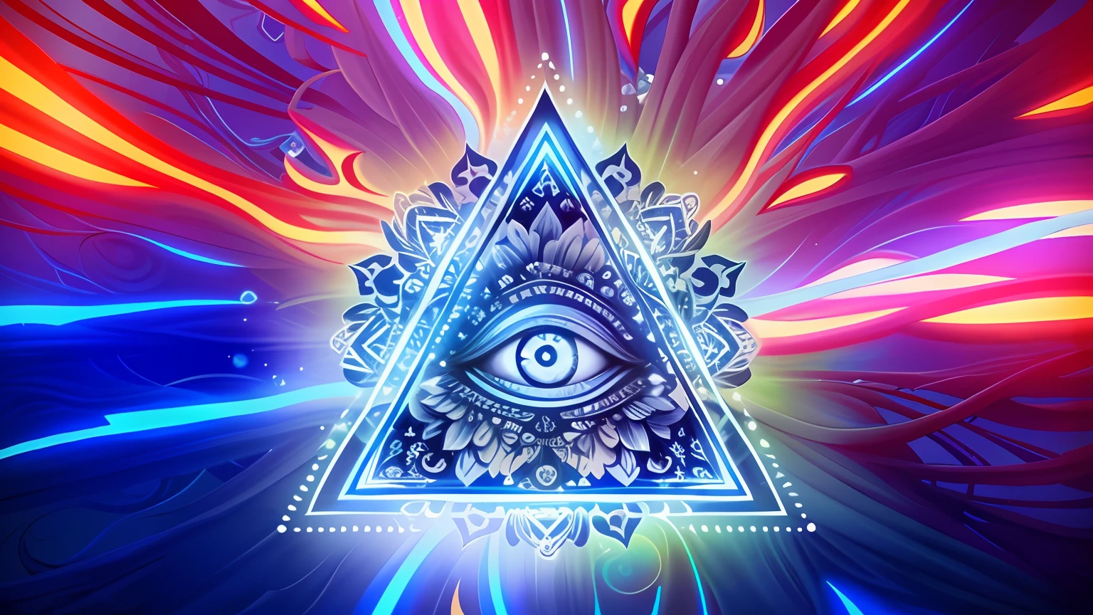 a triangle with an all-seeing eye inside it, mystical third eye, terceiro olho brilhante, todos vendo olho, mystic eye, all - seeing eye, terceiro olho, abrindo o terceiro olho, eye of providence, ( todos vendo olho ), the eye of providence, canalizando a energia do terceiro olho, visionary art style, third - eye visions, 3rd eye, olho illuminati, psychedelic illustration