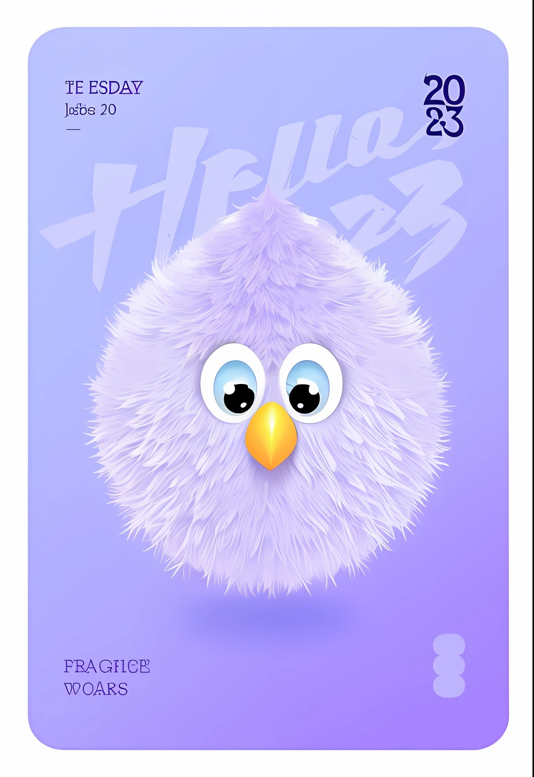 Purple poster,There is a fluffy bird on its face,background is purple, cute coronavirus creatures, cute pixar character, pixar cute character design, birb, cute monster character design, cute coronavirus creatures!, cute character, anthropomorphic bird, fat bird, Poster illustration, Cute detailed digital art, fluffy face, fuzzy ghost, Feather down