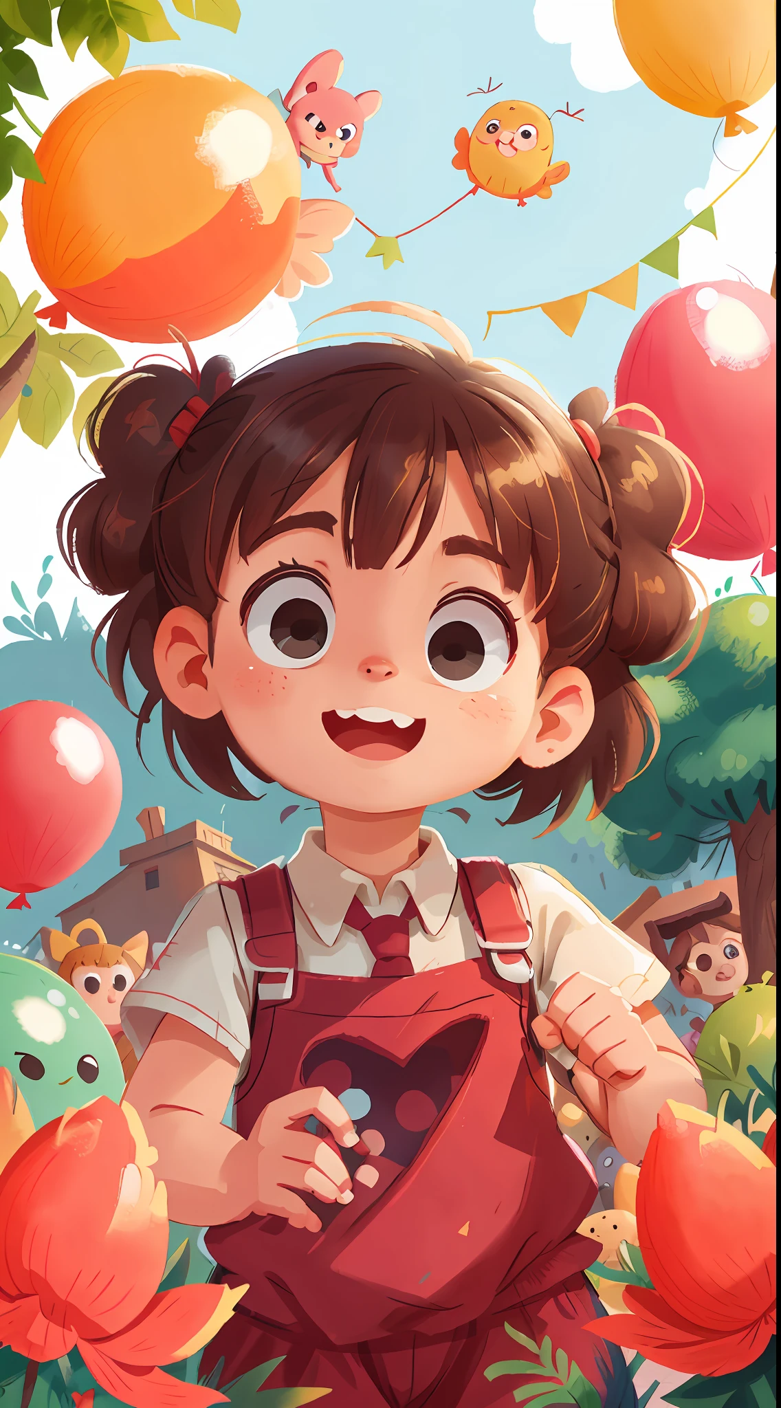 A girl child,zoo,Many balloons,cheerfulness,rejoice,Perfect quality,Clear focus(Clutter - home:0.8), (tmasterpiece:1.2) (realisticlying:1.2) (bokeh) (best qualtiy) (detailedskin:1.3) (complexdetails) (8K) (detailedeyes) (Sharp focus),(having fun)full bodyesbian,the background is clean,Vista composition,85MM LENS