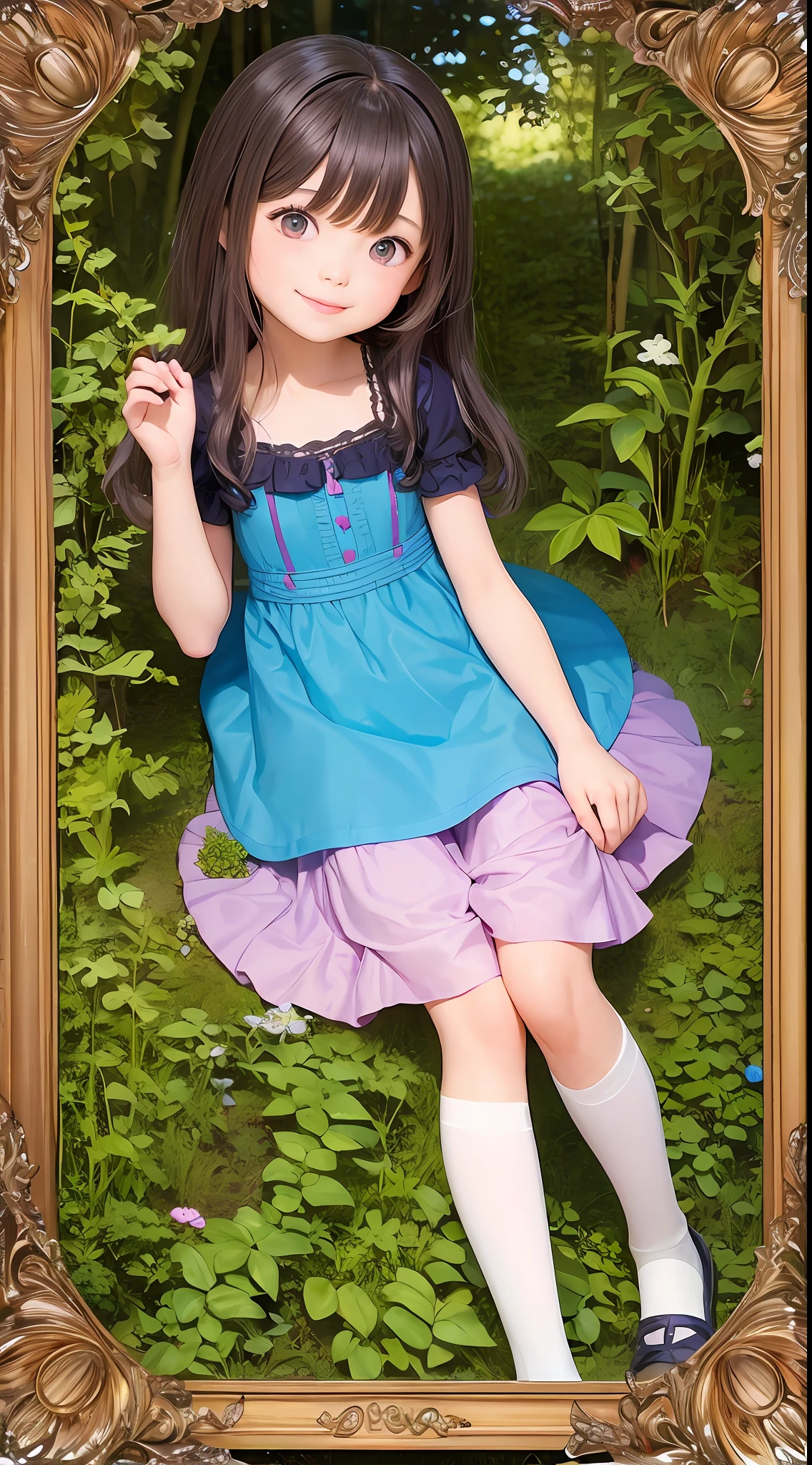 8 year old girl in the Enchanted Forest, Simple clothes, Pixar smile