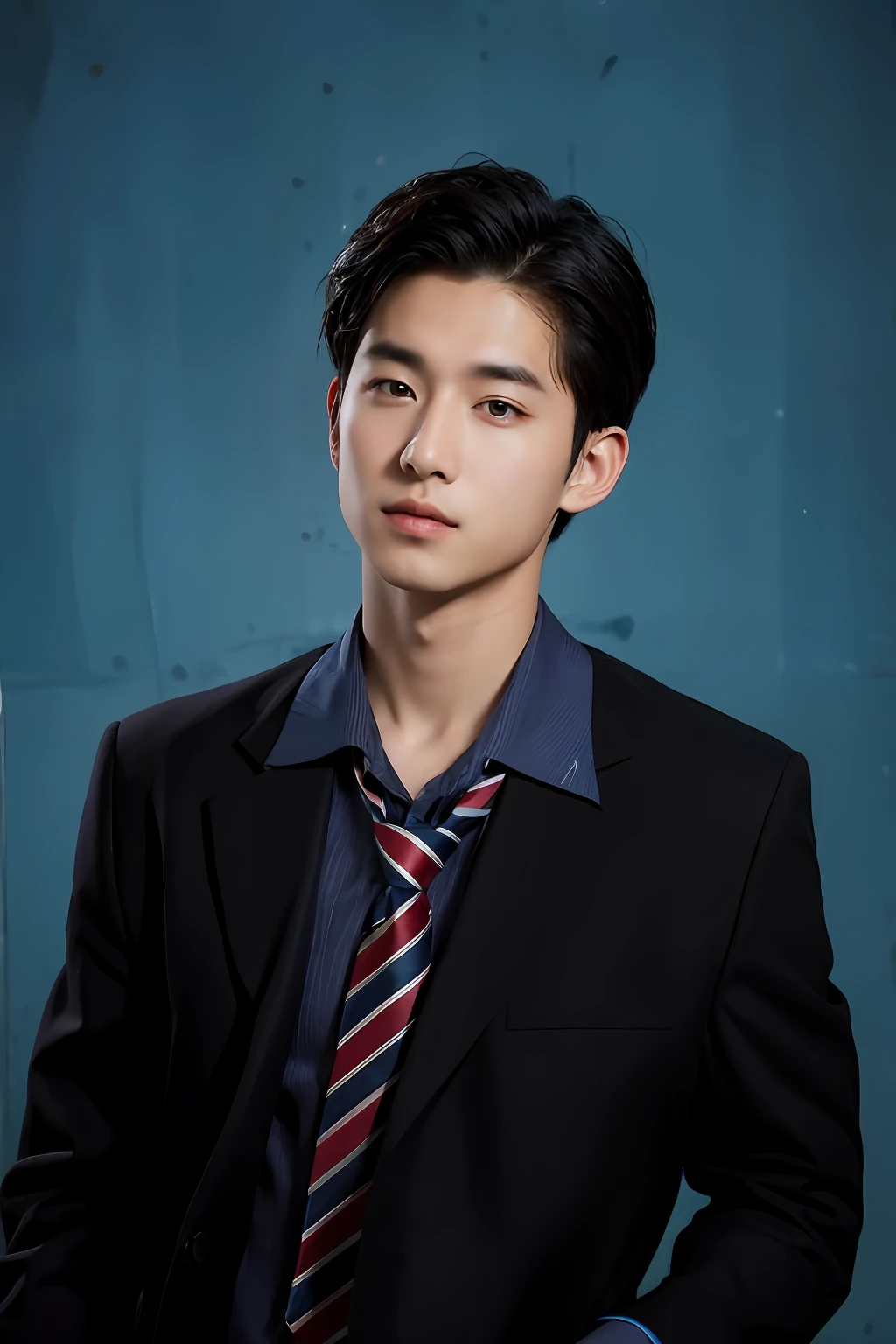 arafed man in a suit and tie posing for a picture, American school outfit,American retro style