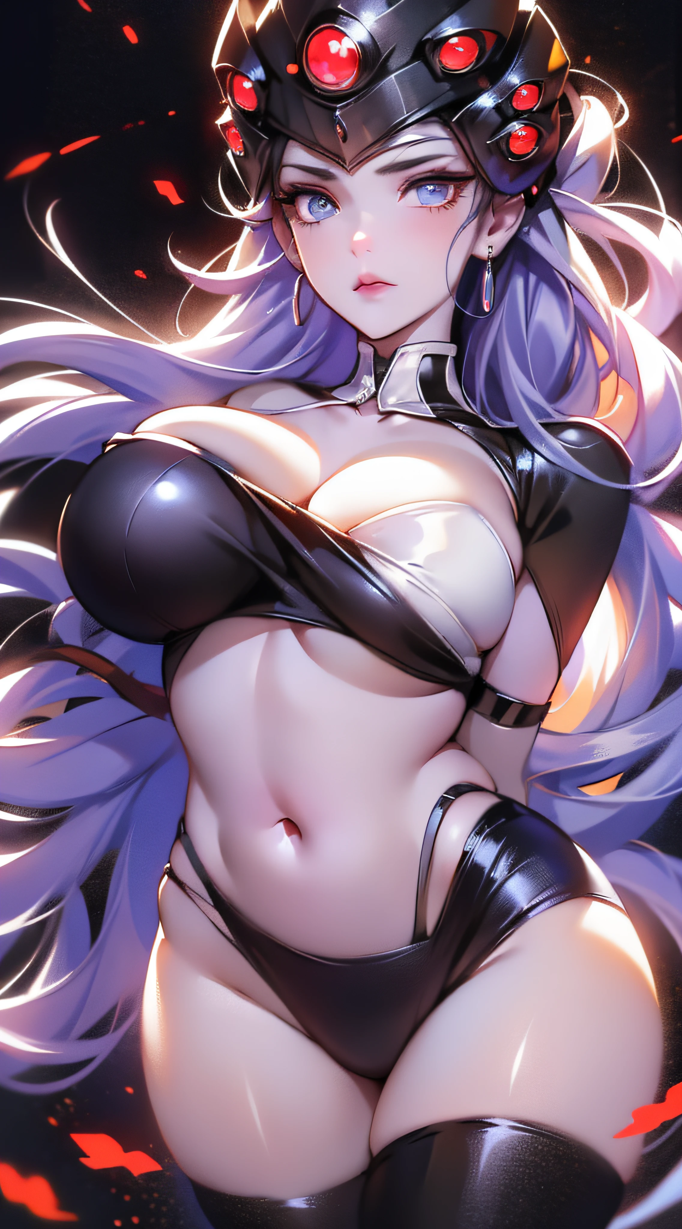 tmasterpiece，best qualtiy，8K，k hd，1girll，Human maiden，widowmaker（Overwatch），ar old，ng，Solo，Chu Chu pitiful， gigantic cleavage breasts：1.3，Eyes sparkle，（glowing light eyes：1.233），（（lilac skin，battle garment，shelmet）），（beautiful and detailed eye：1.1），Blushlush，upper legs，city night scene，（（cowboy lens））