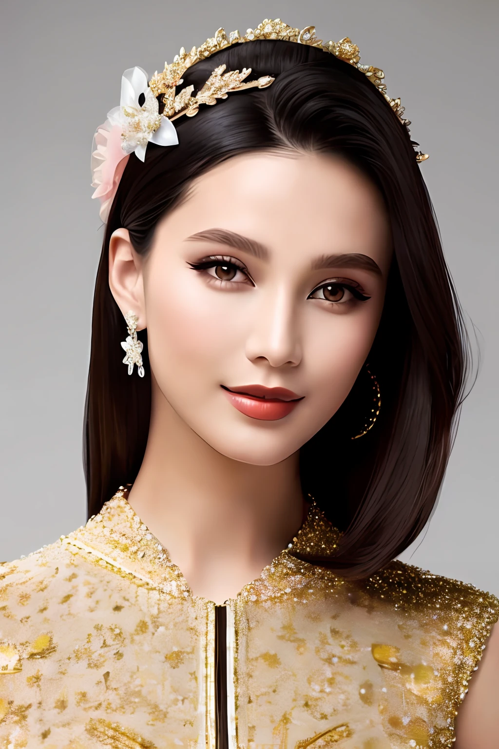 A fashion model,The facial features are delicate and beautiful,Show off modern and beautiful clothing,9:16,