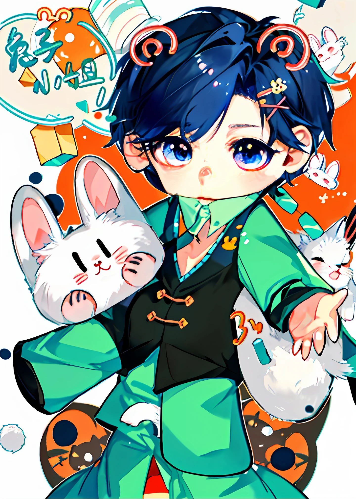 Anime characters with rabbit and cat wearing skirts, lovely art style, In anime style, in an anime style, official fanart, anime moe art style, High-quality fanart, Kawaii realistic portrait, inspired by Kanbun Master, author：Master of Han Chinese, Cute anime, Cute anime style, [ Digital art ]!!, Inspired by Bian Shoumin,
