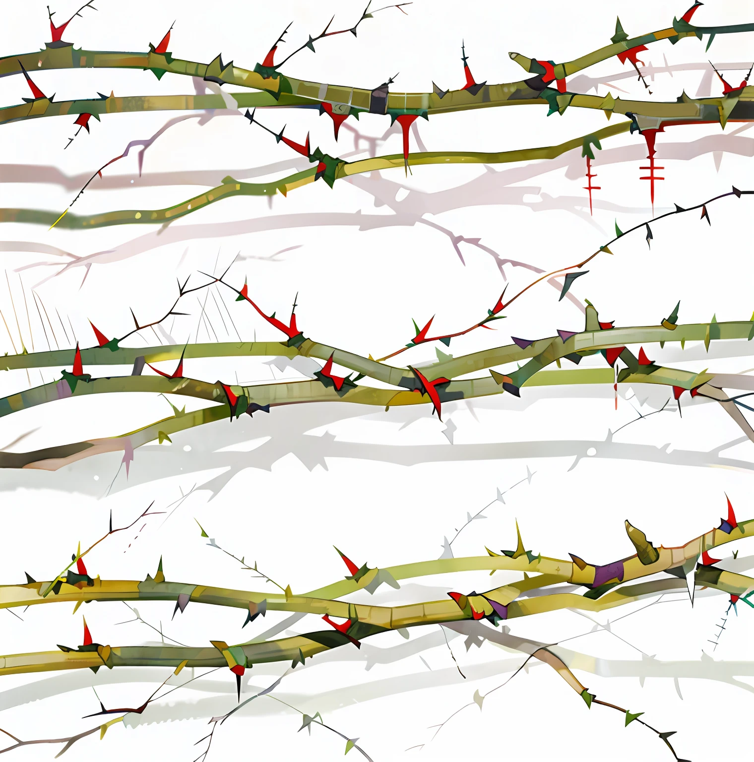 Close-up of a bunch of thorny branches,Red spikes, Thorns and vines. Detailed, Dramatic spikes, There are thorns everywhere, Thorns, Vines and thorns, Sharp thorns, Giant thorns, thorn background. D&D, Spines, Thorn crown, There are thorns everywhere, draped with water and spines,, thin spikes,Spikes,brown pubic fur,wilt,Retro,higher details,Exquisite lighting and graphics