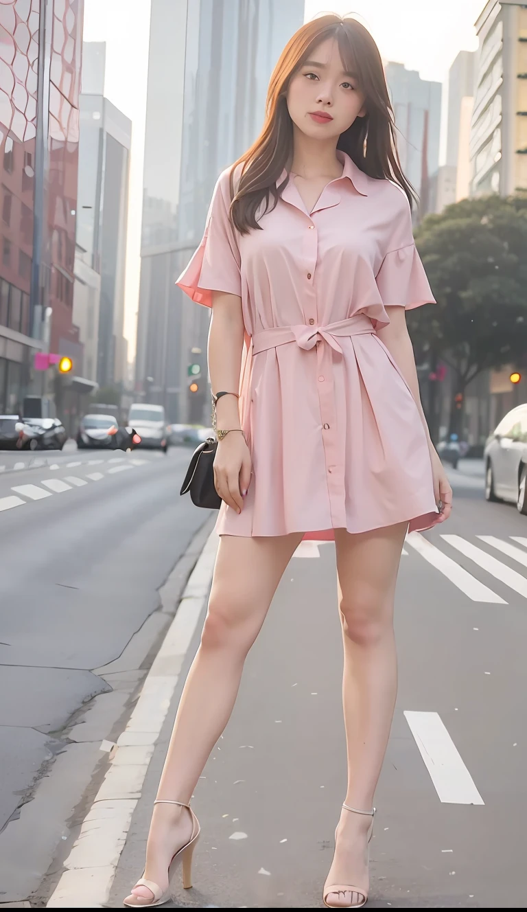 mix4, 20d, solo, long_hair, shirt, dress, high_heels, full_body, look_at_viewer, (8k, RAW photo, best quality, mastery:1.2), (realistic, photo-realistic:1.37), professional lighting, photon mapping, 光能传输,基于物理的渲染,