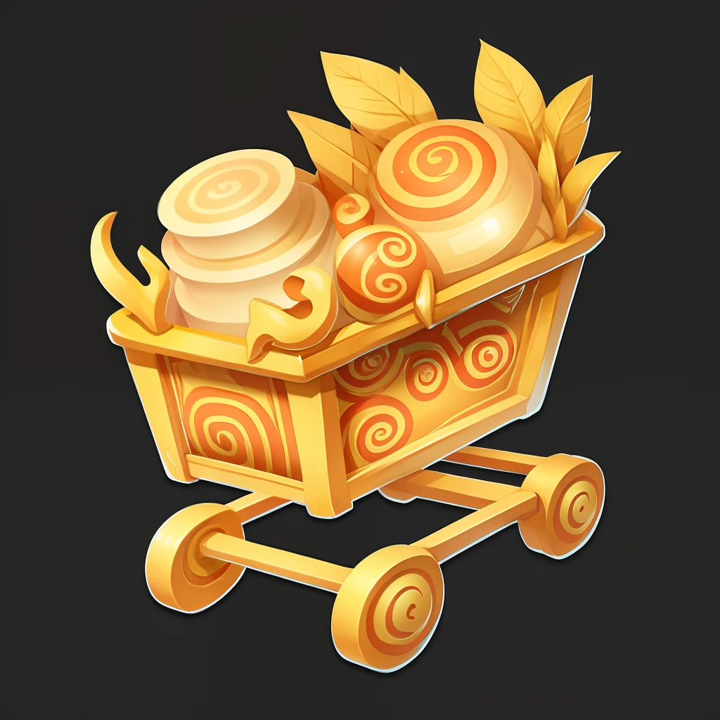 ((ancient tribe style, shop cart)), Pattern, streamer, Beautiful creation, Game icon, Masterpiece, Best quality, Ultra-detailed, Masterpieces, hyper HD, Ancient tribal style, (Anime), Transparent background, Blender cycle, volume light, No Man, objectification, fantasy