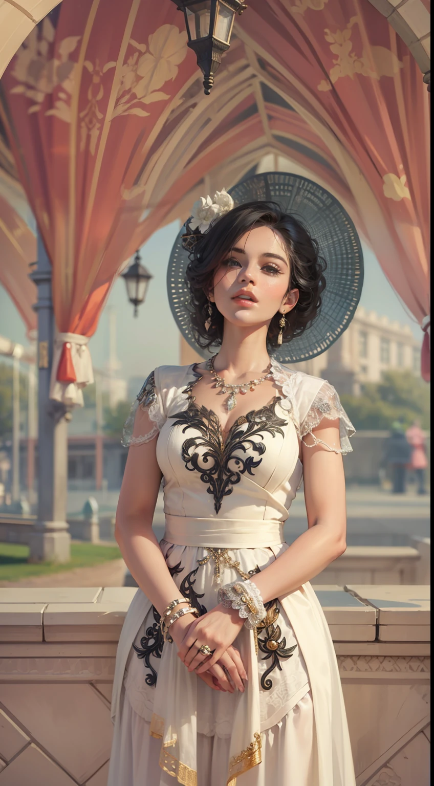Beautiful woman in intricate Modern Vintage Outfit