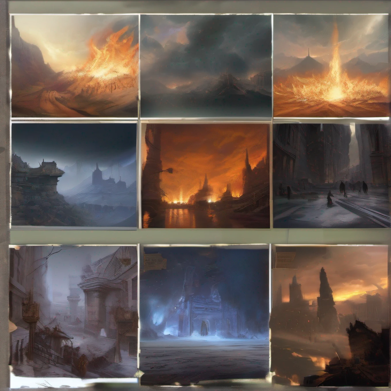 RAW wideangle photography, landscape, (He out-flew (Millions of flaming swords:1.3) drawn from the thighs Of (((mighty Cherubim:1.3))) ((((the sudden (blaze) Far round ((illuminated hell)))))) highly they (raged) Against the Highest and ((fierce)) (((with grasped Arms Clashed on their sounding Shields the din of (war)))) (((Hurling (defiance) toward the Vault of Heaven)))), epic, ominous, highly detailed, intricate environment, digital matte painting, outdoor, panoramic view, concept art, mystery, sharp focus, illustration, art by artgerm and greg rutkowski and magali villeneuve and alphonse mucha and rossdraws and wlop and craig mullins and James Jean and Andrei Riabovitchev and Marc Simonetti and peter mohrbacher, light by John Salminen, 4k uhd image, octane render, awesome, 8k, award winning art, cinematic lighting, high detail, intricate, ethereal, magical, otherworldly, dark fantasy, hyperrealistic, dreamlike, inky, old age, hypermaximalist, (decay:1.3), (grit:1.3), (neglect:1.3), to8contrast style RFKTR_sinetempore