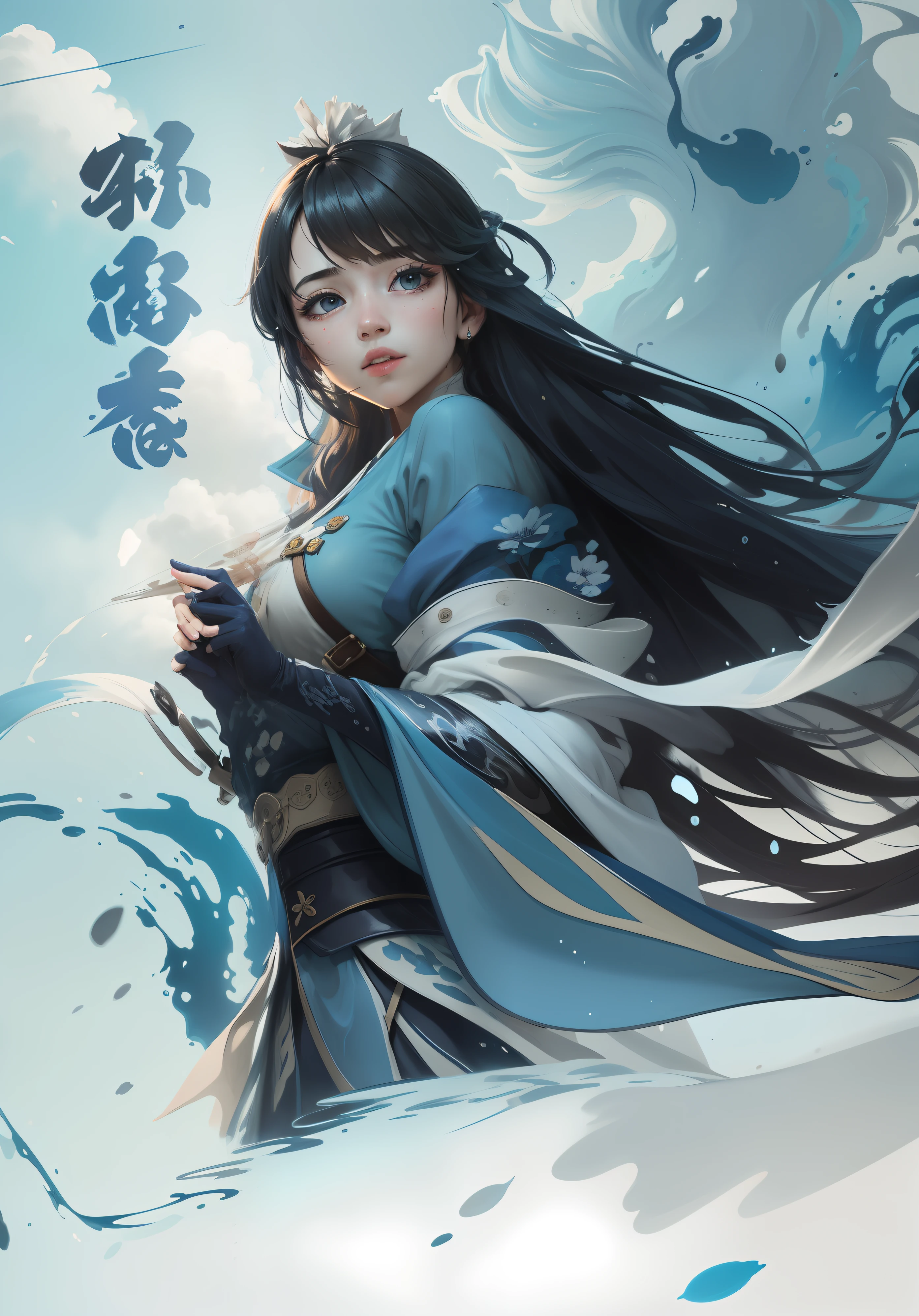 Blue splash effect，Dyeing effect，Foggy