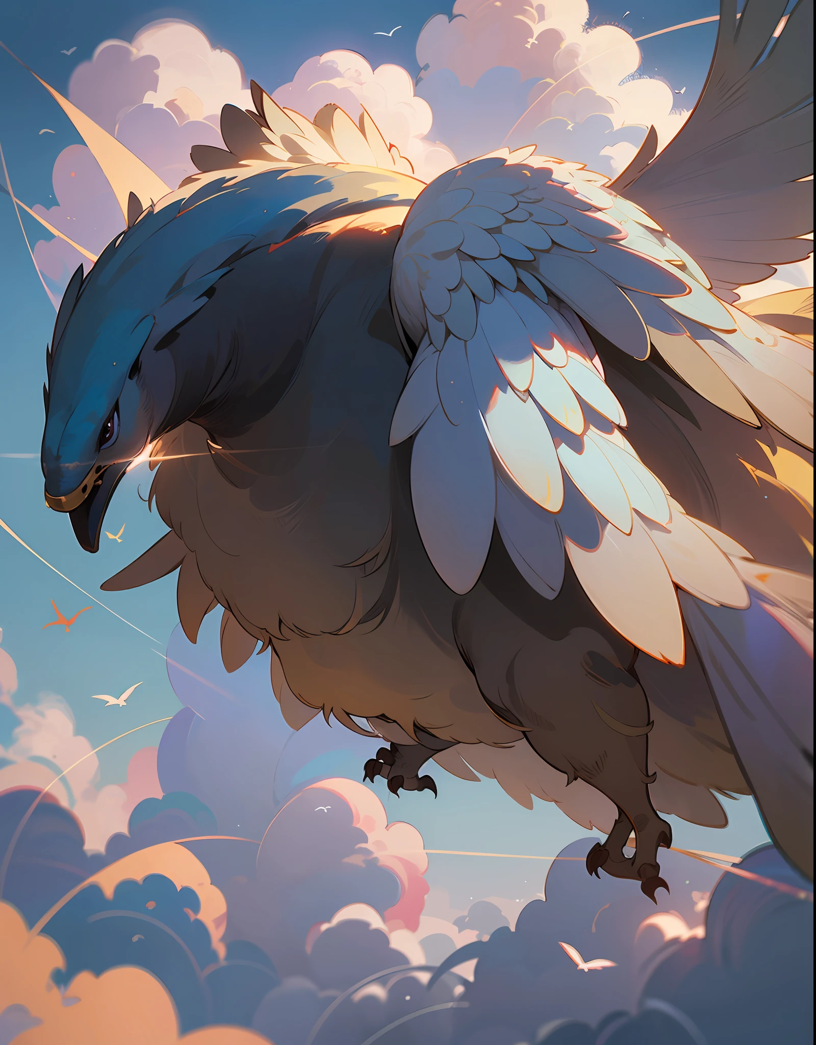 dynamic scene. fantasy tale. Funny and funny flights of fabulous fantasy very big animals and birds, in a dream, among the clouds. Fairy clothes and hats. Close-up, in full growth. Disney cartoon style. super photorealistic, cinematic, lots of detail, against a black blurred background --auto --s2