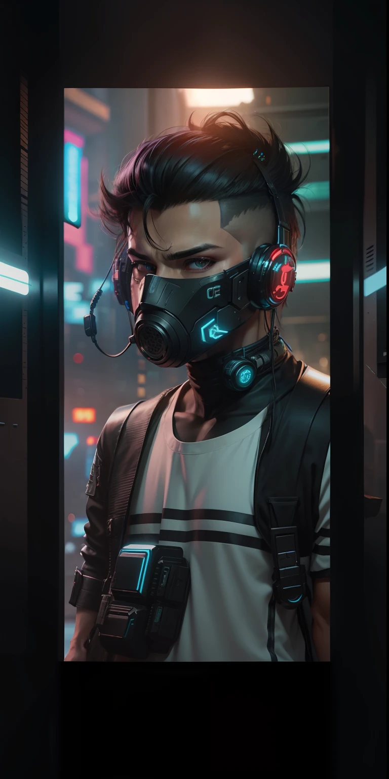 Cenge background cyberpunk handsome boy realistic be fece 8k ultra realistic