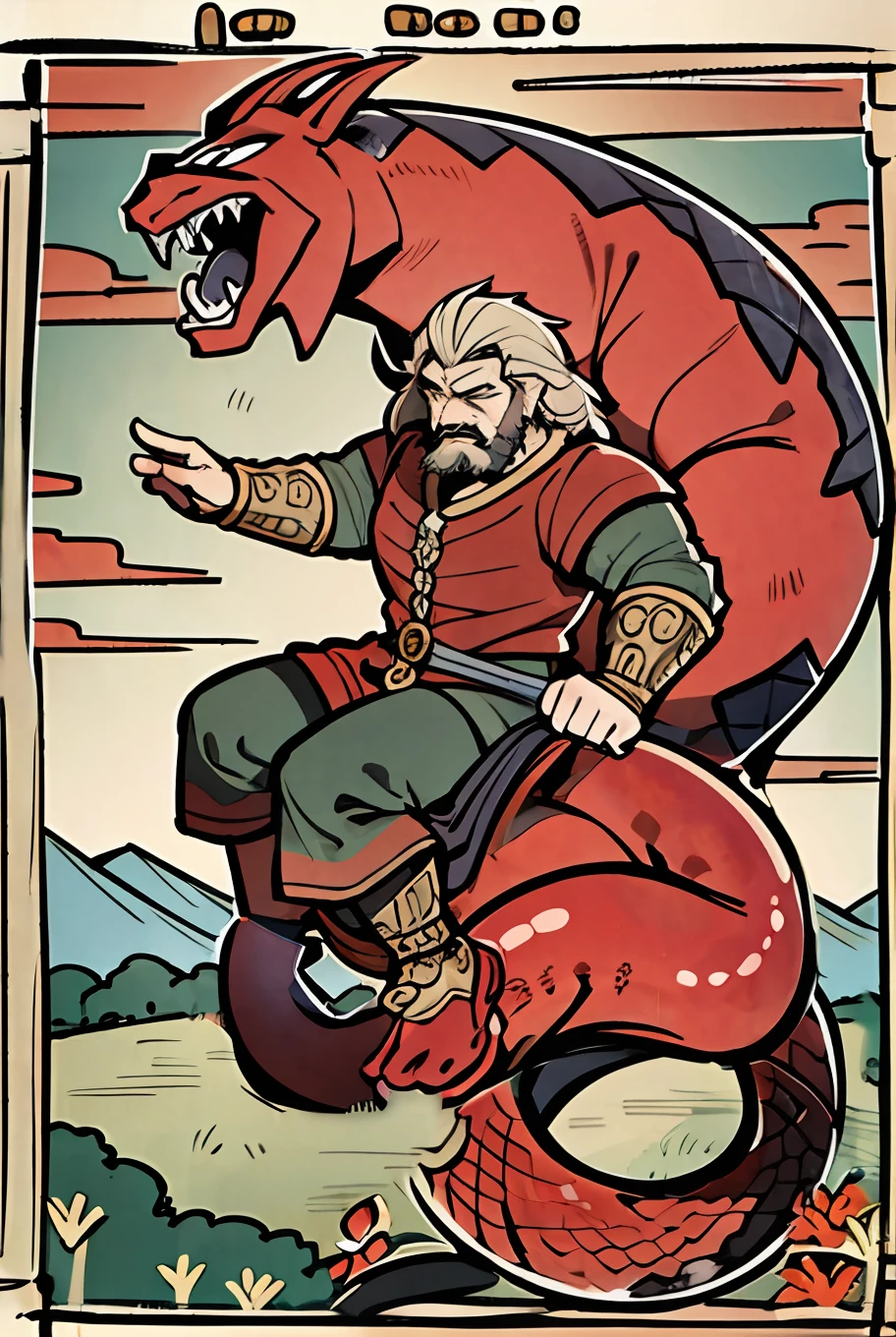 carry on with the red body, snake like tail