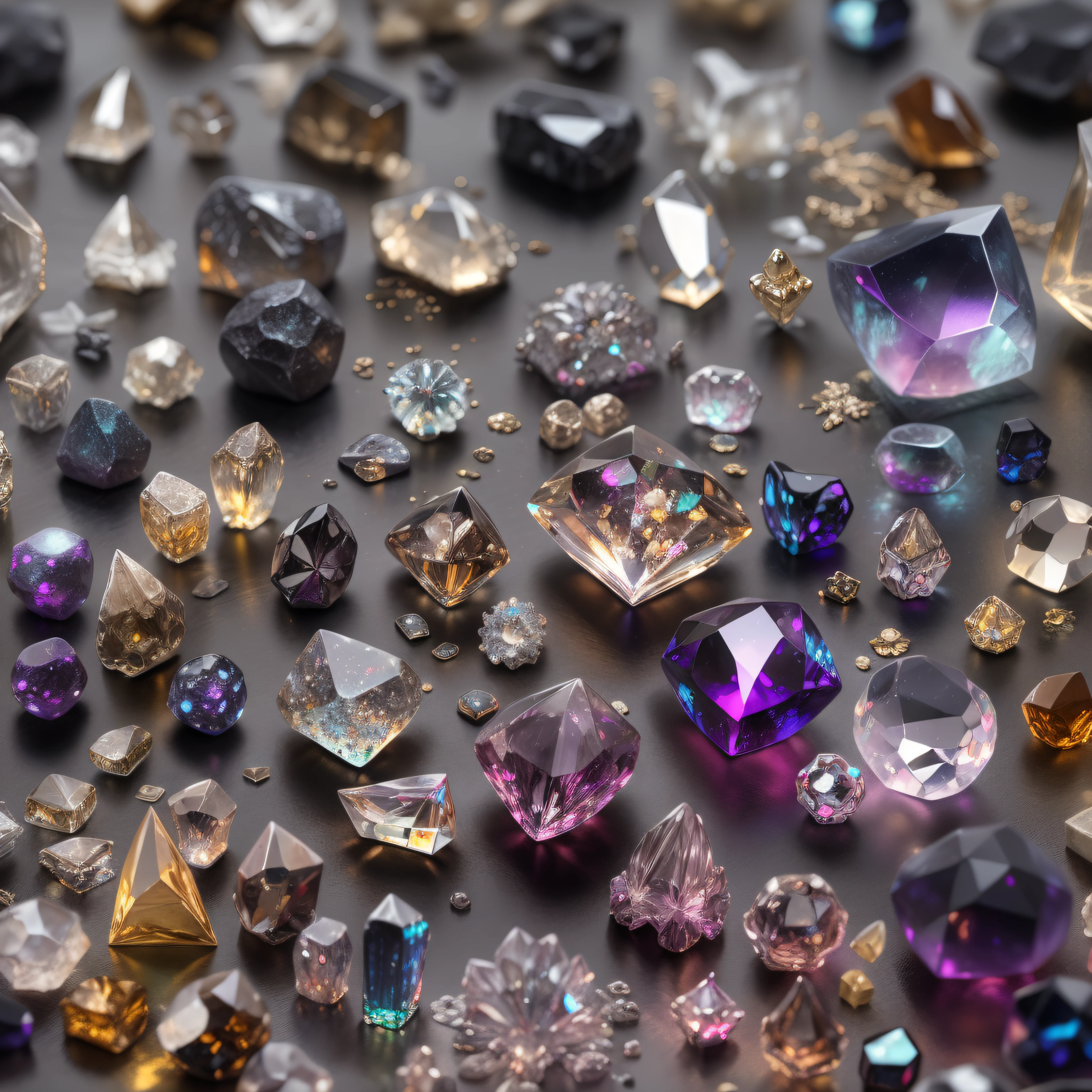 Crystal of Life，Crystal gemstones in display case,Ore in a display case, High-value jewelry,，High-value metals，no depth of field，Full Focus，Puzzles are prohibited, Detailed and complex background, glittery, reflective light, hyper HD, Award-Awarded, A high resolution, High detail, Chiaroscuro, Cinematic lighting, Masterpiece, Anatomically correct, Super detail, High quality, High details, Best quality, 16k