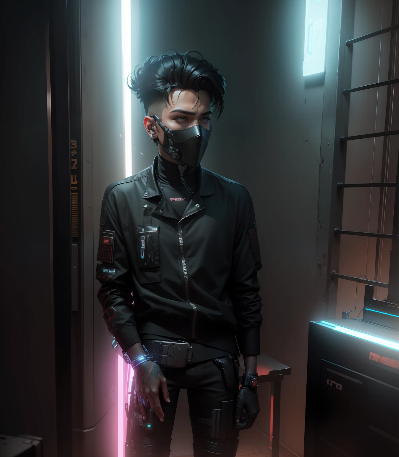 Cenge background  cyberpunk handsome boy realistic be fece 8k ultra realistic