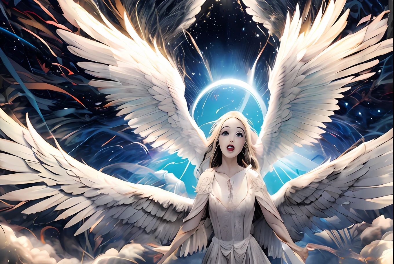 there is a woman that is flying in the air with a bird, female ascending into the sky, flying angels, with wings, spreading her wings, winged human, big angel wings wide open, girl with angel wings, icarus falling from the sky, she is approaching heaven, as a mystical valkyrie, with real wings, angel with black wings