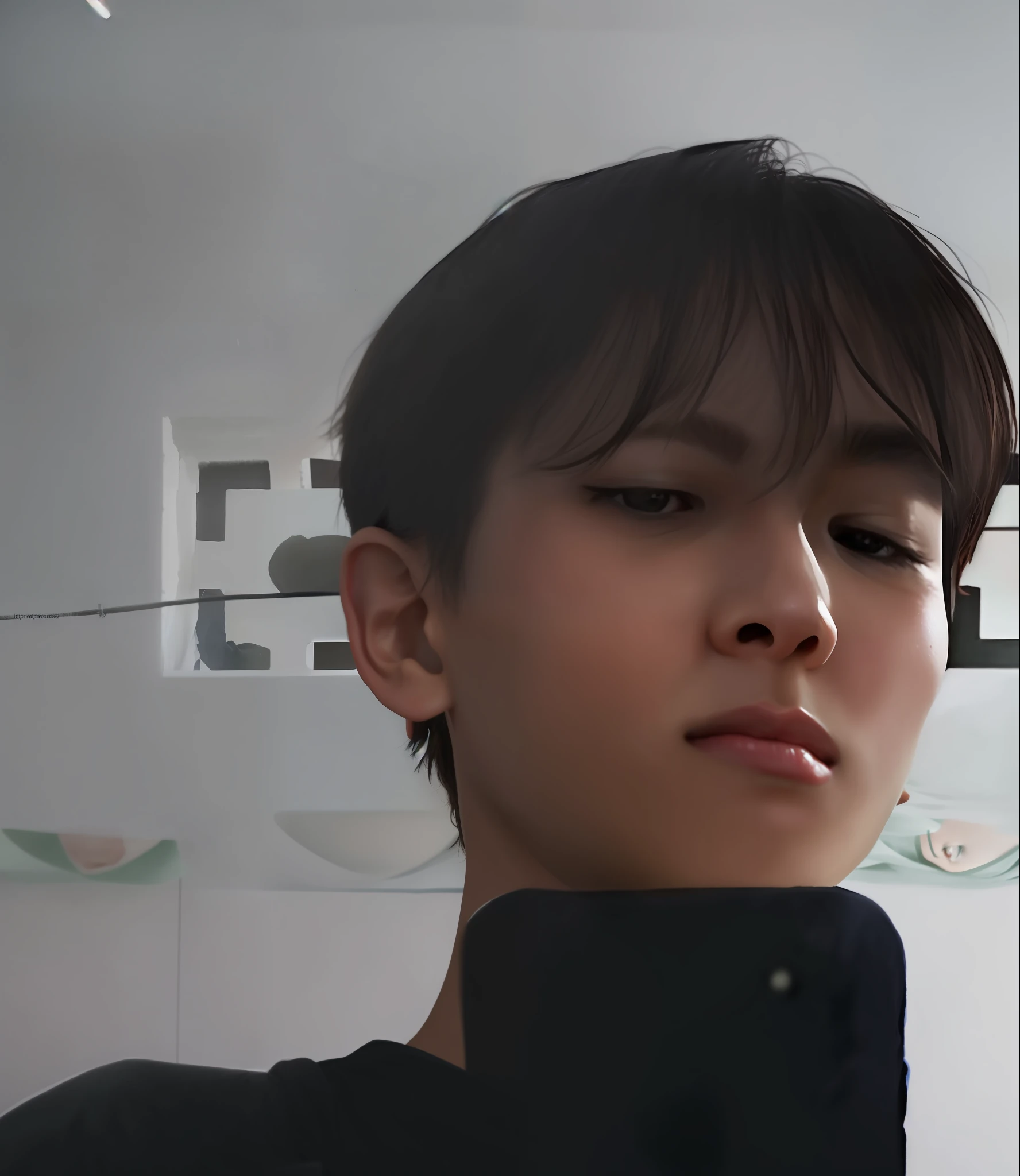 there is a young man taking a selfie in a mirror, 1 7 - year - old boy thin face, 1 , 18 years old, boy thin face, 2 2 years old, 2 3 years old, yanjun chars old, loong, jinyoung shin, inspired by jeonseok lee, with short hair