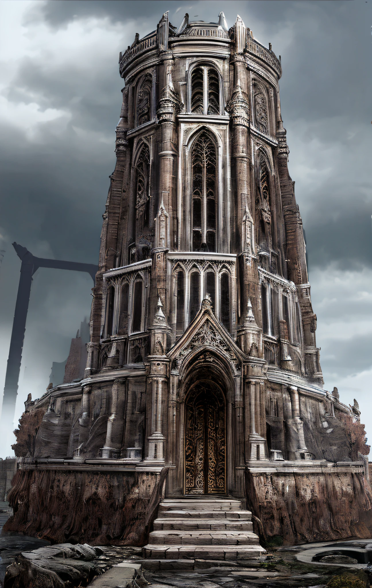 elden ring romanesque tower, imposing, elaborate architecture,,extremly scary,masterpiece,Giant phobia:1,background:1.2,building:1.5,no human:1.2