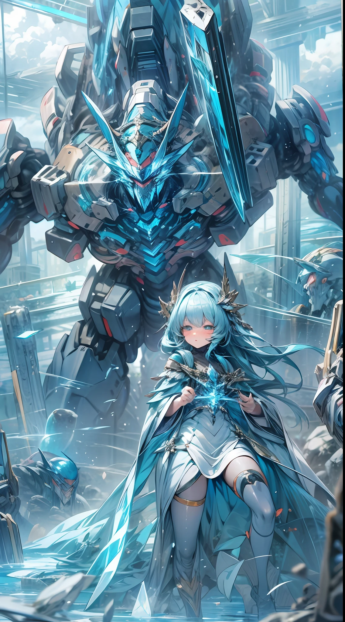 Gorun Giant，Giant titan robots，Blue crystal pillar